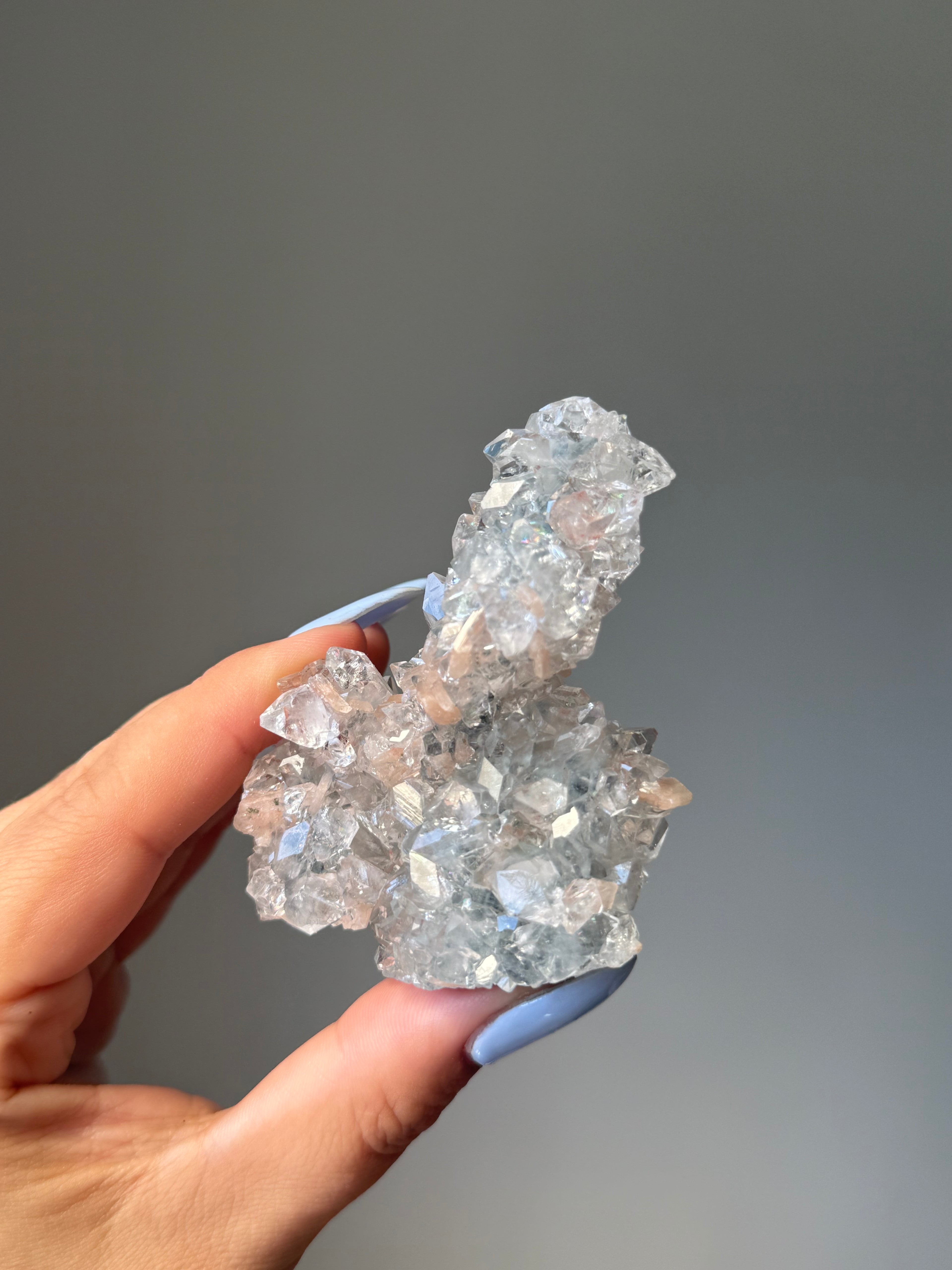 Diamond Apophyllite with Peach Stilbite Cluster | Natural High-Clarity Crystal Specimen | Crystal Cartel #101