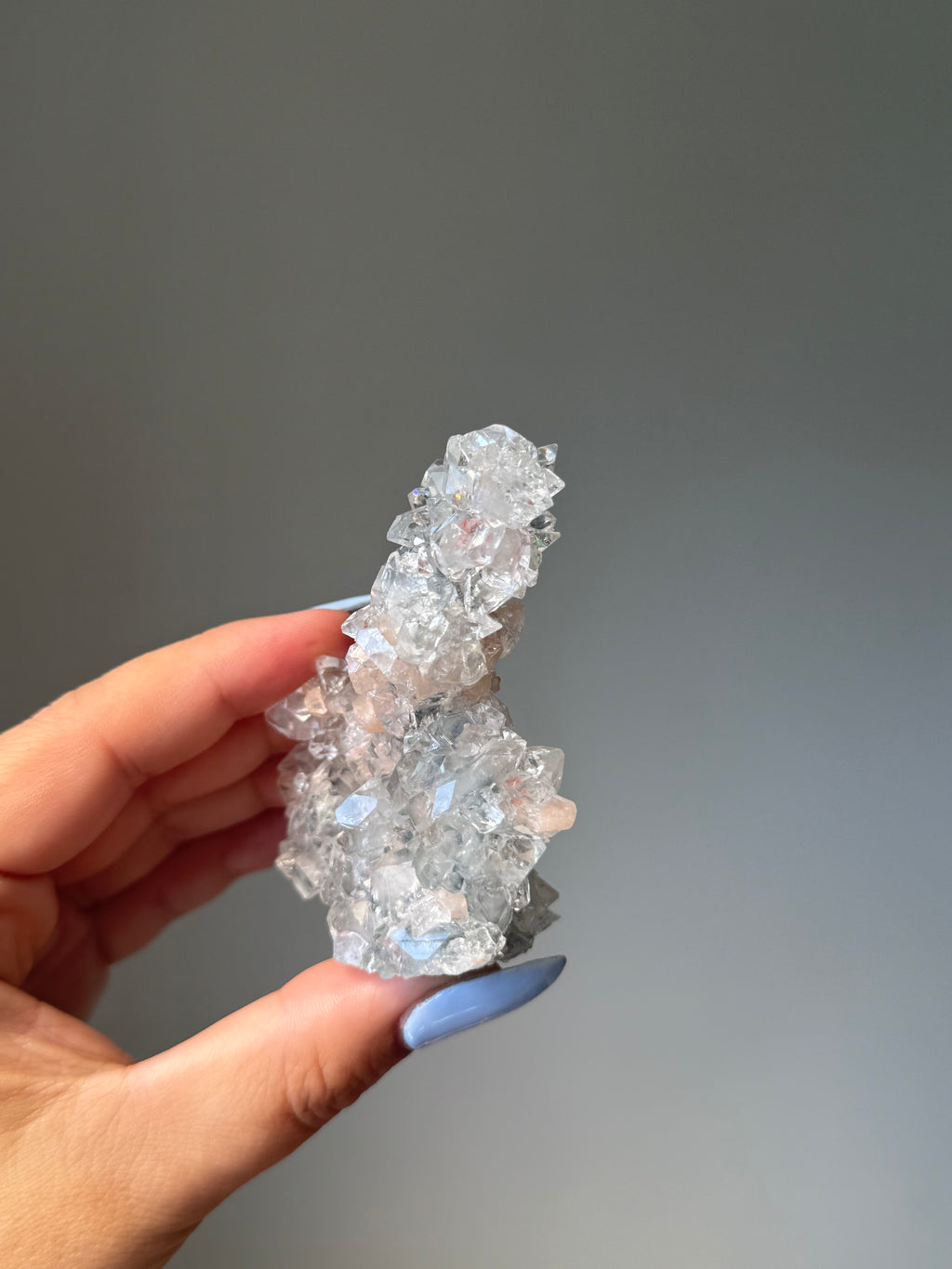 Diamond Apophyllite with Peach Stilbite Cluster | Natural High-Clarity Crystal Specimen | Crystal Cartel #101