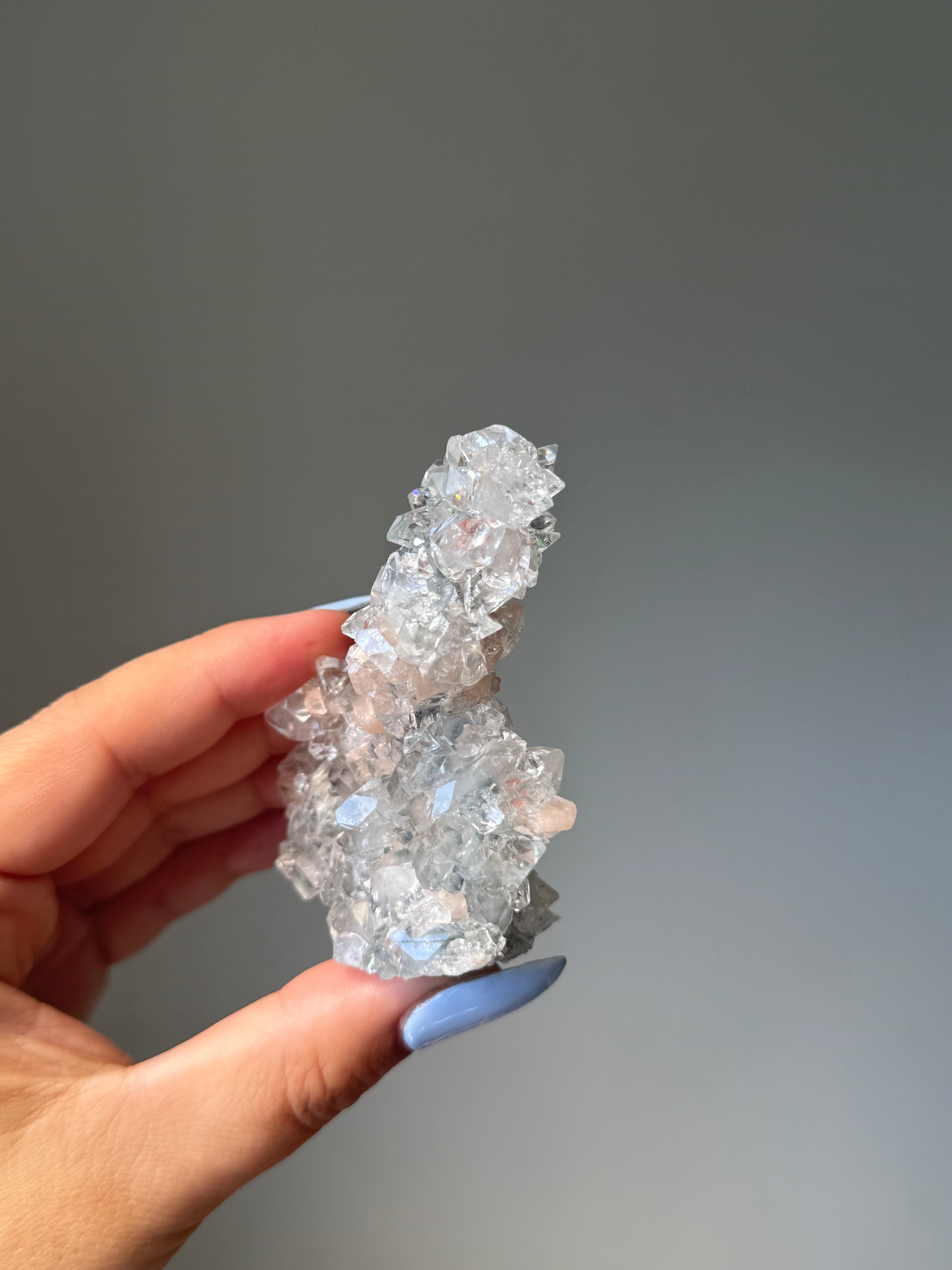 Diamond Apophyllite with Peach Stilbite Cluster | Natural High-Clarity Crystal Specimen | Crystal Cartel #101