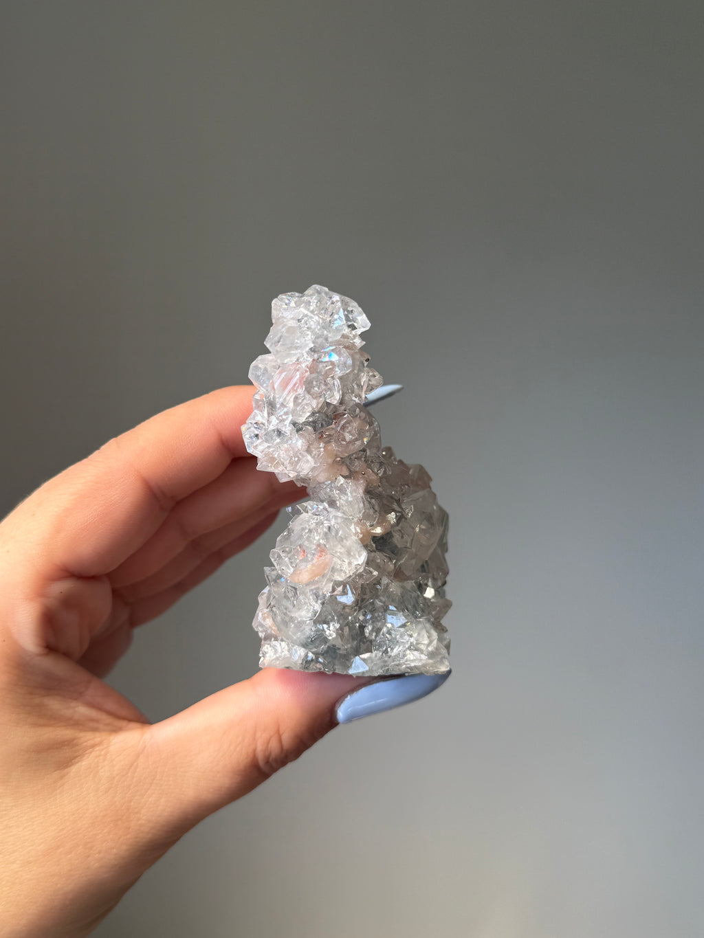 Diamond Apophyllite with Peach Stilbite Cluster | Natural High-Clarity Crystal Specimen | Crystal Cartel #101