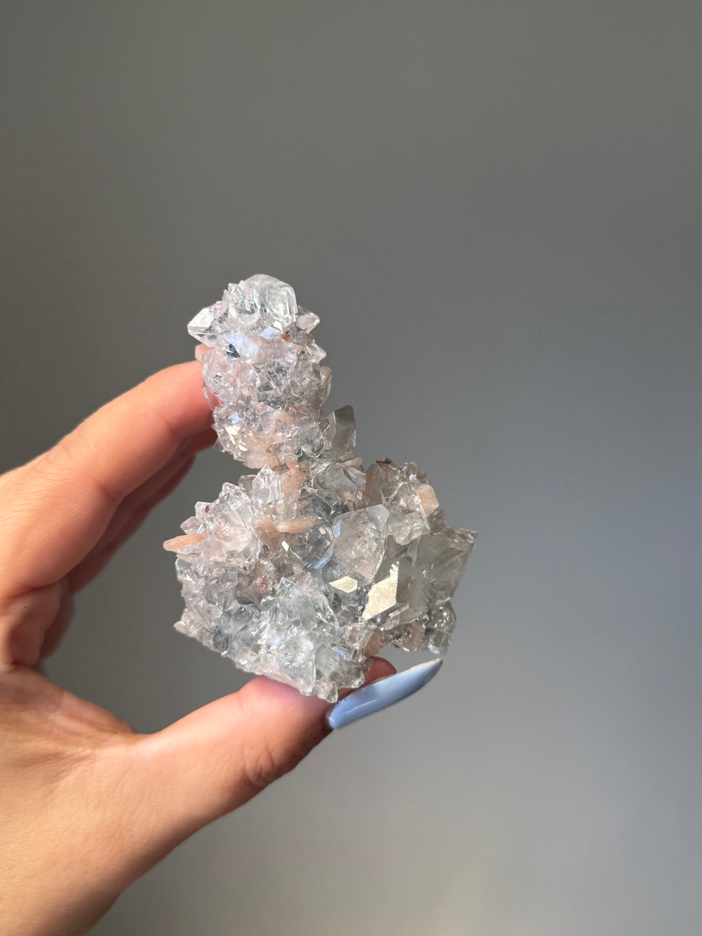Diamond Apophyllite with Peach Stilbite Cluster | Natural High-Clarity Crystal Specimen | Crystal Cartel #101