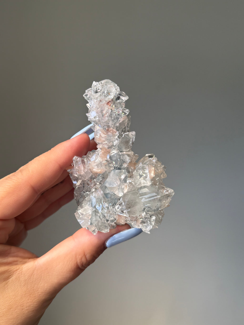 Diamond Apophyllite with Peach Stilbite Cluster | Natural High-Clarity Crystal Specimen | Crystal Cartel #101