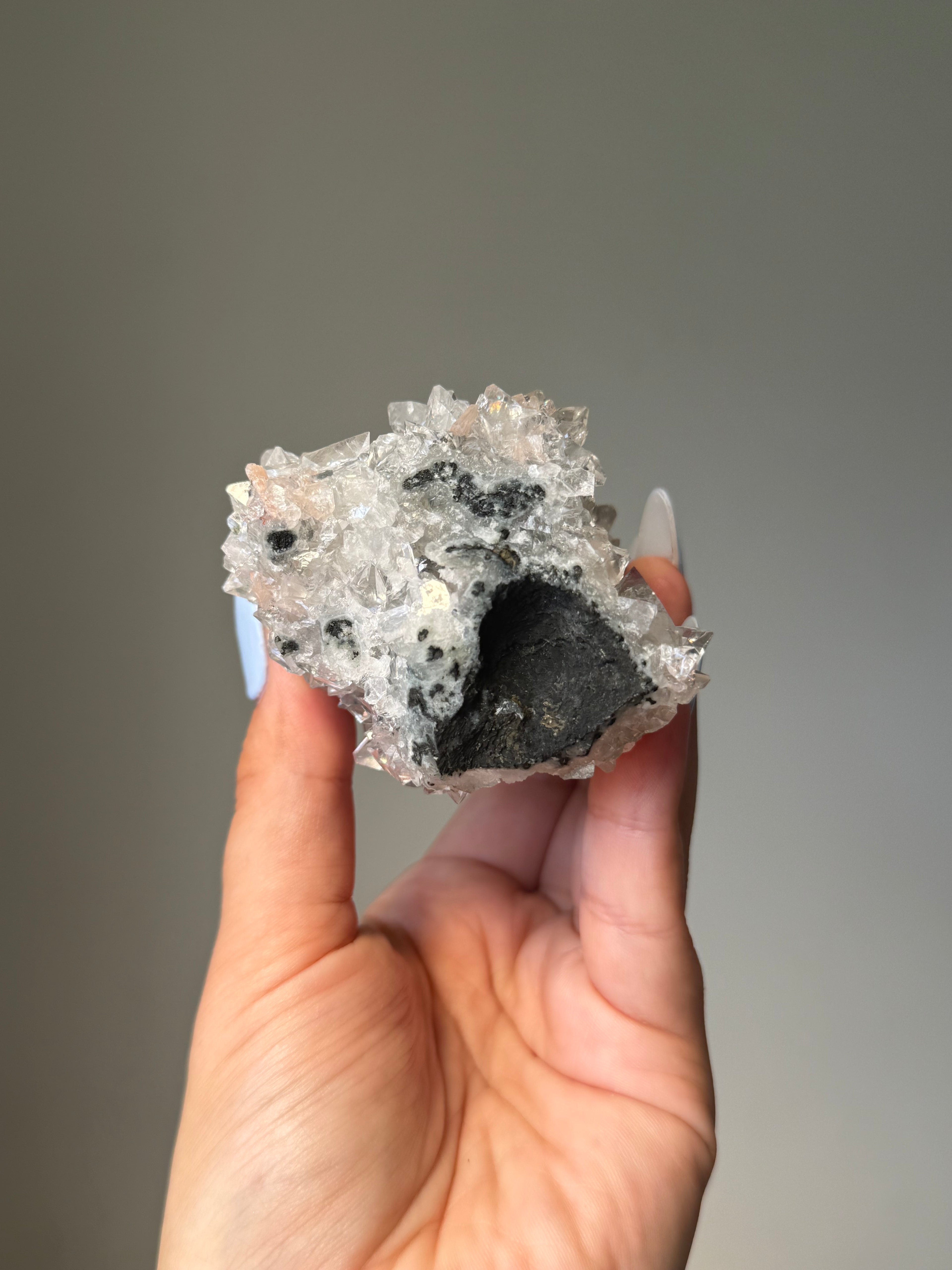 Diamond Apophyllite with Peach Stilbite Cluster | Natural High-Clarity Crystal Specimen | Crystal Cartel #102