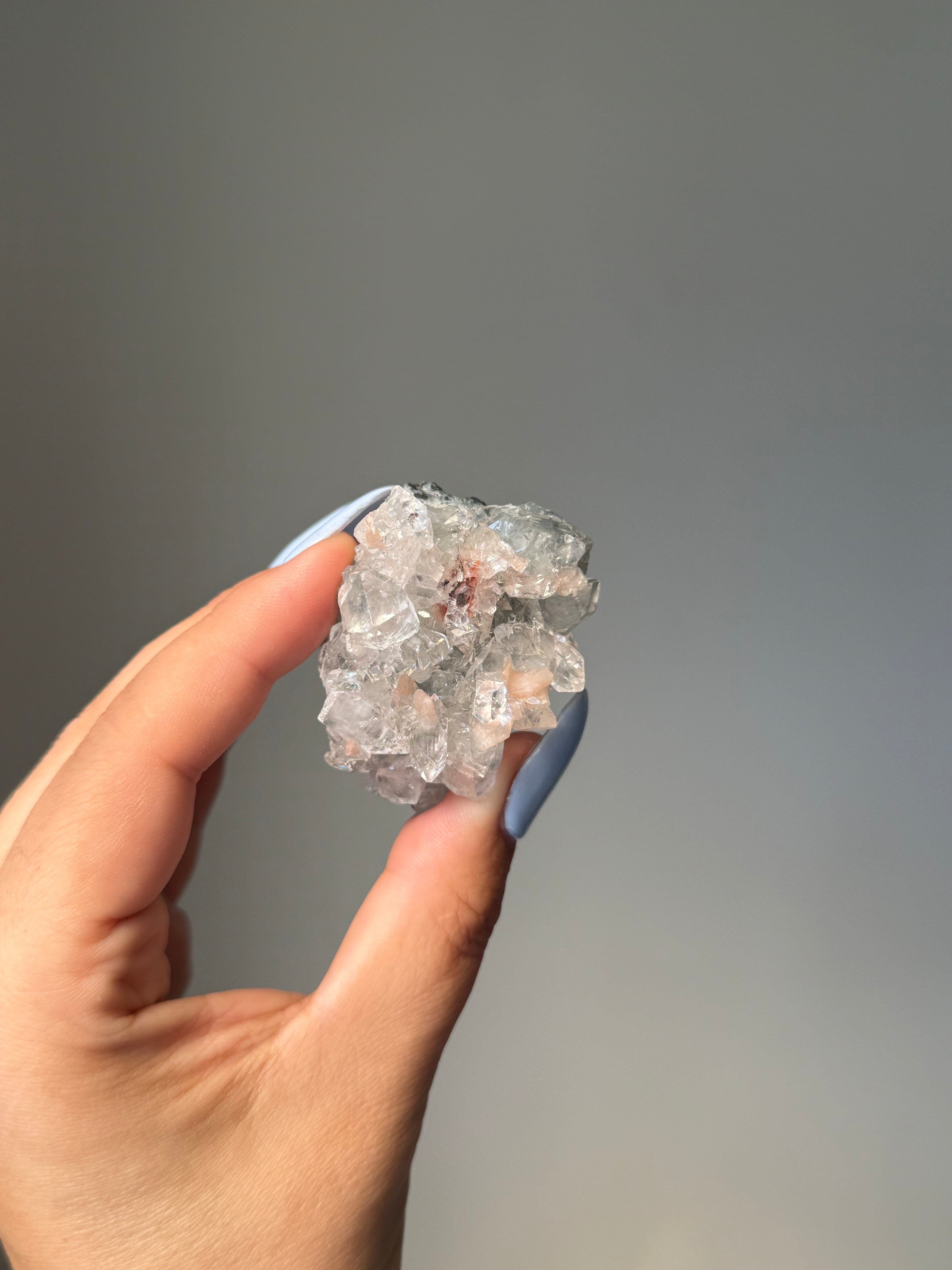 Diamond Apophyllite with Peach Stilbite Cluster | Natural High-Clarity Crystal Specimen | Crystal Cartel #103