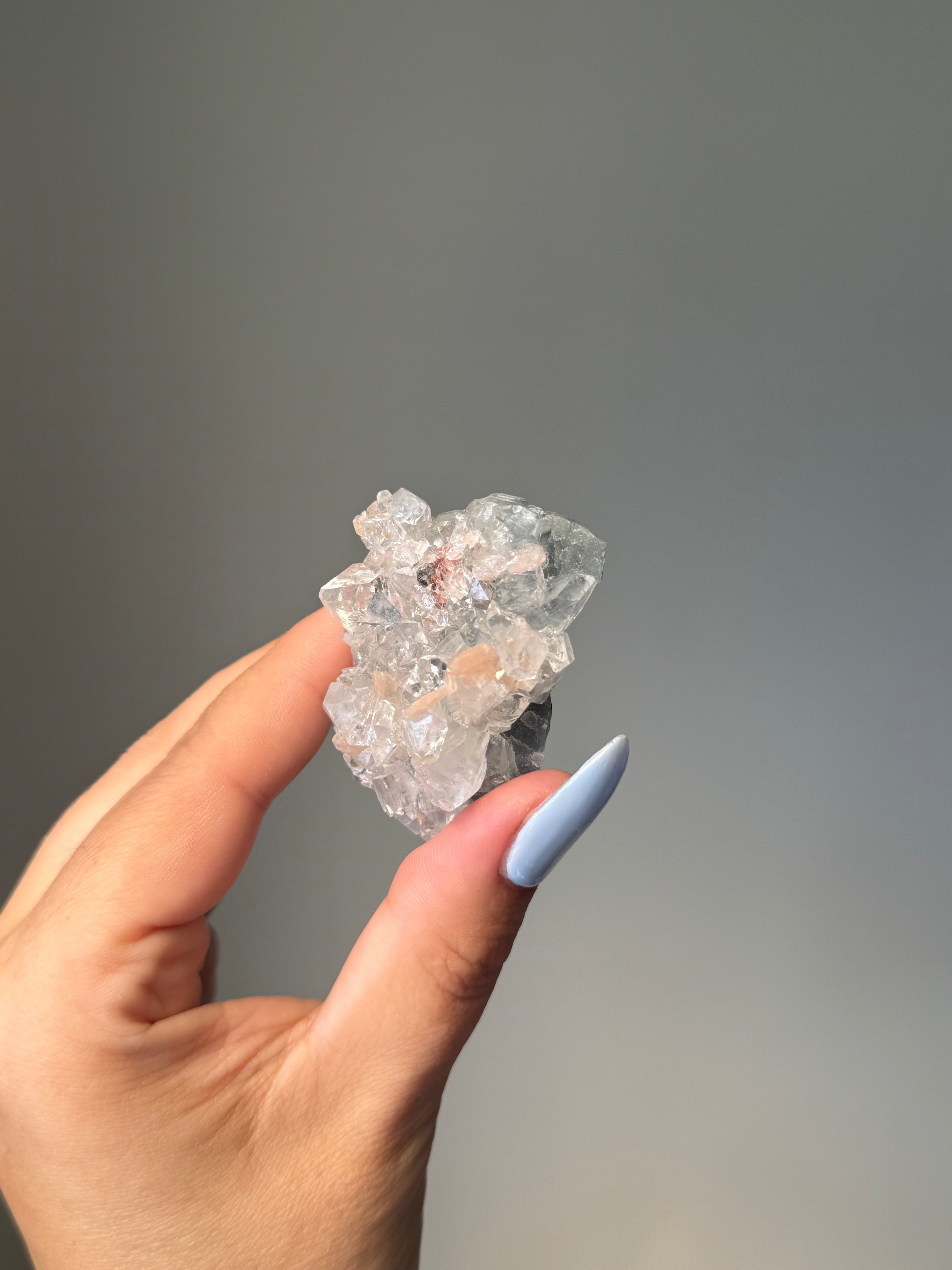 Diamond Apophyllite with Peach Stilbite Cluster | Natural High-Clarity Crystal Specimen | Crystal Cartel #103