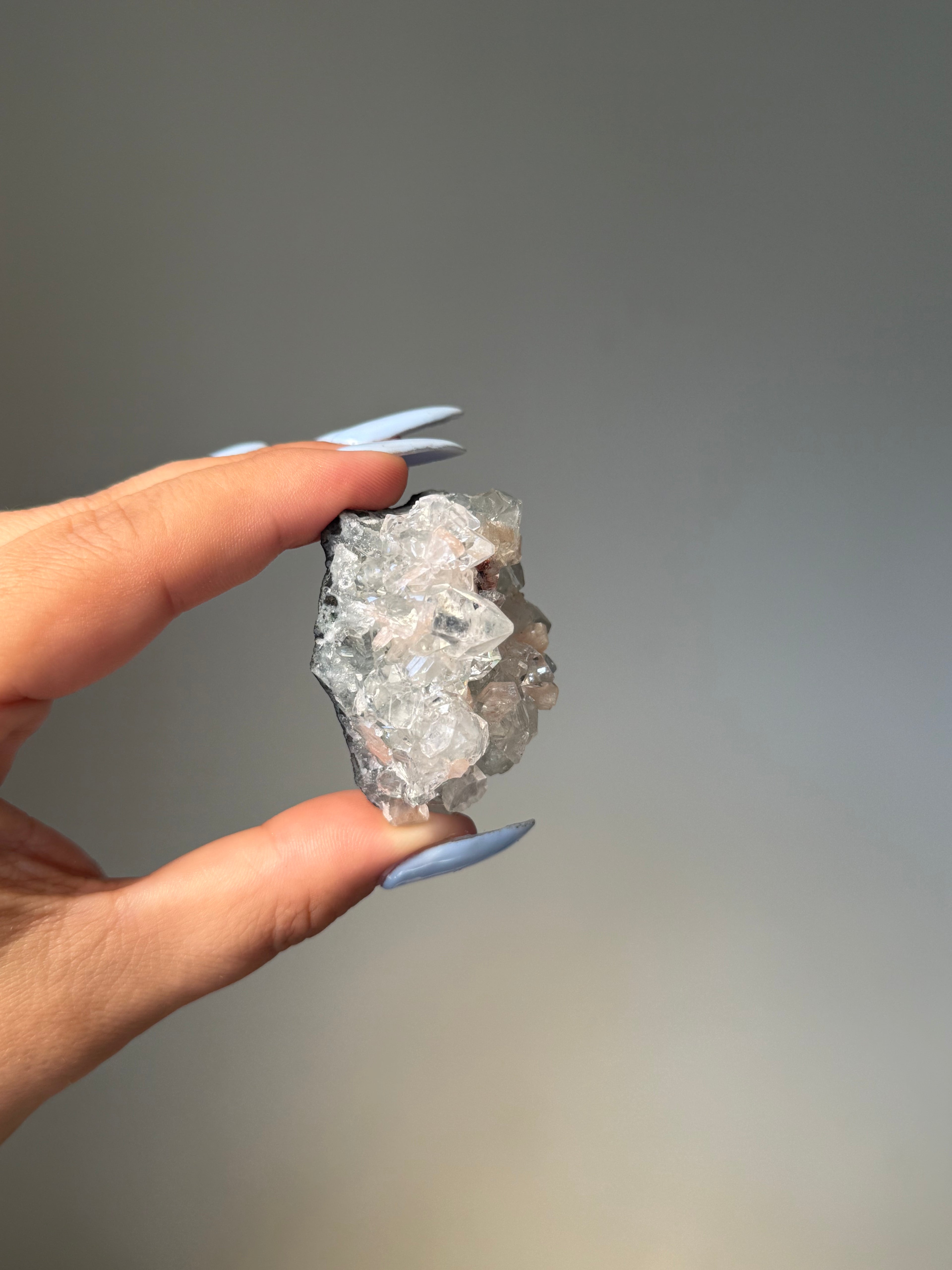 Diamond Apophyllite with Peach Stilbite Cluster | Natural High-Clarity Crystal Specimen | Crystal Cartel #103
