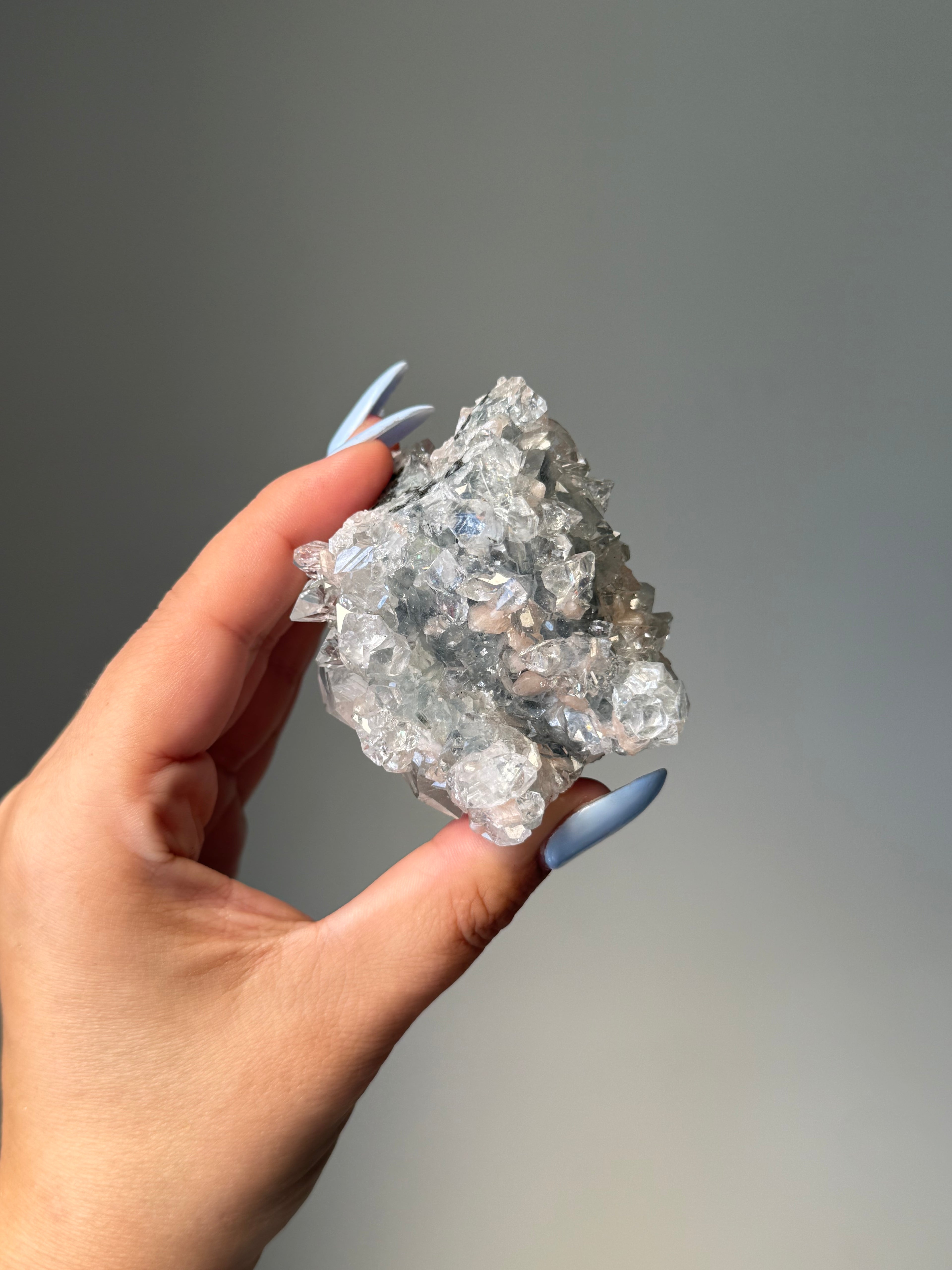 Diamond Apophyllite with Peach Stilbite Cluster | Natural High-Clarity Crystal Specimen | Crystal Cartel #120