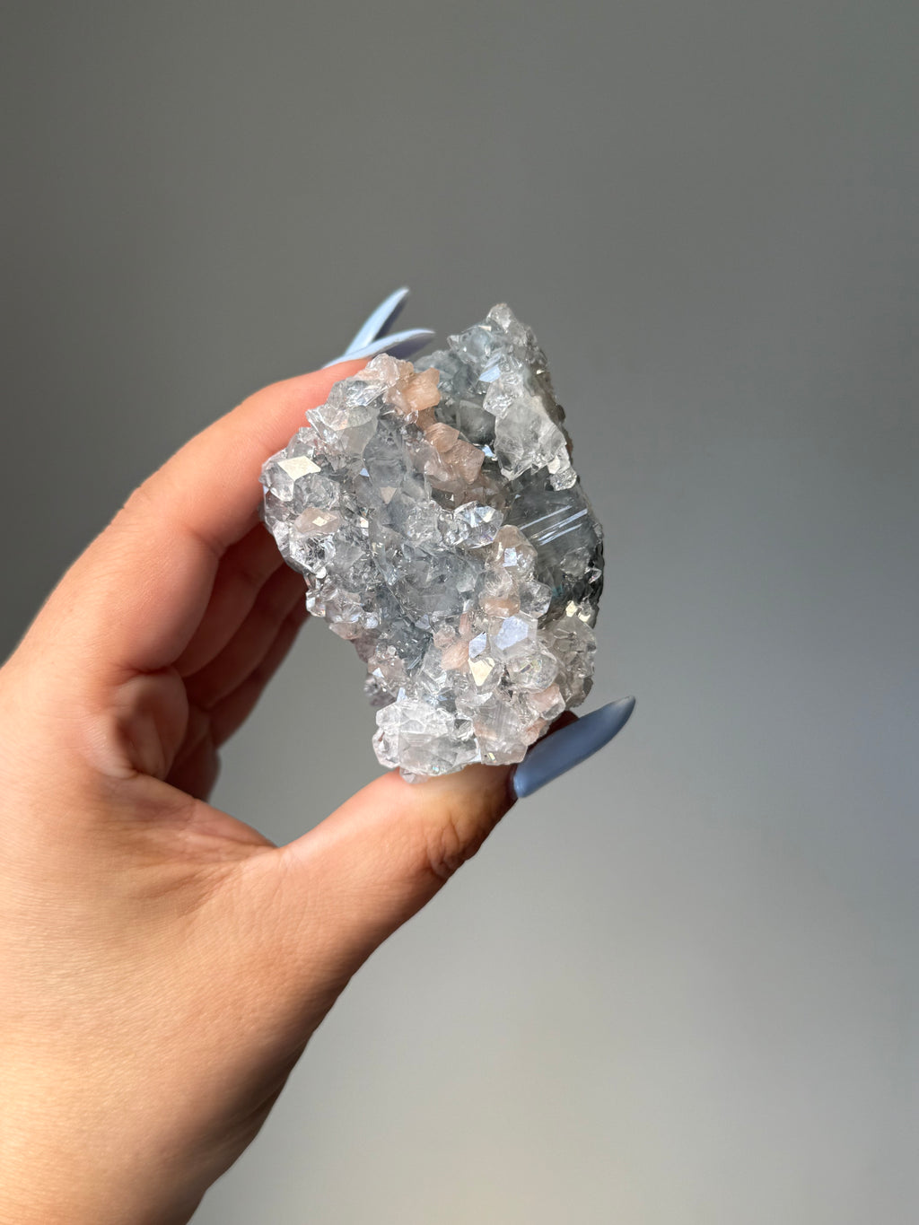 Diamond Apophyllite with Peach Stilbite Cluster | Natural High-Clarity Crystal Specimen | Crystal Cartel #120