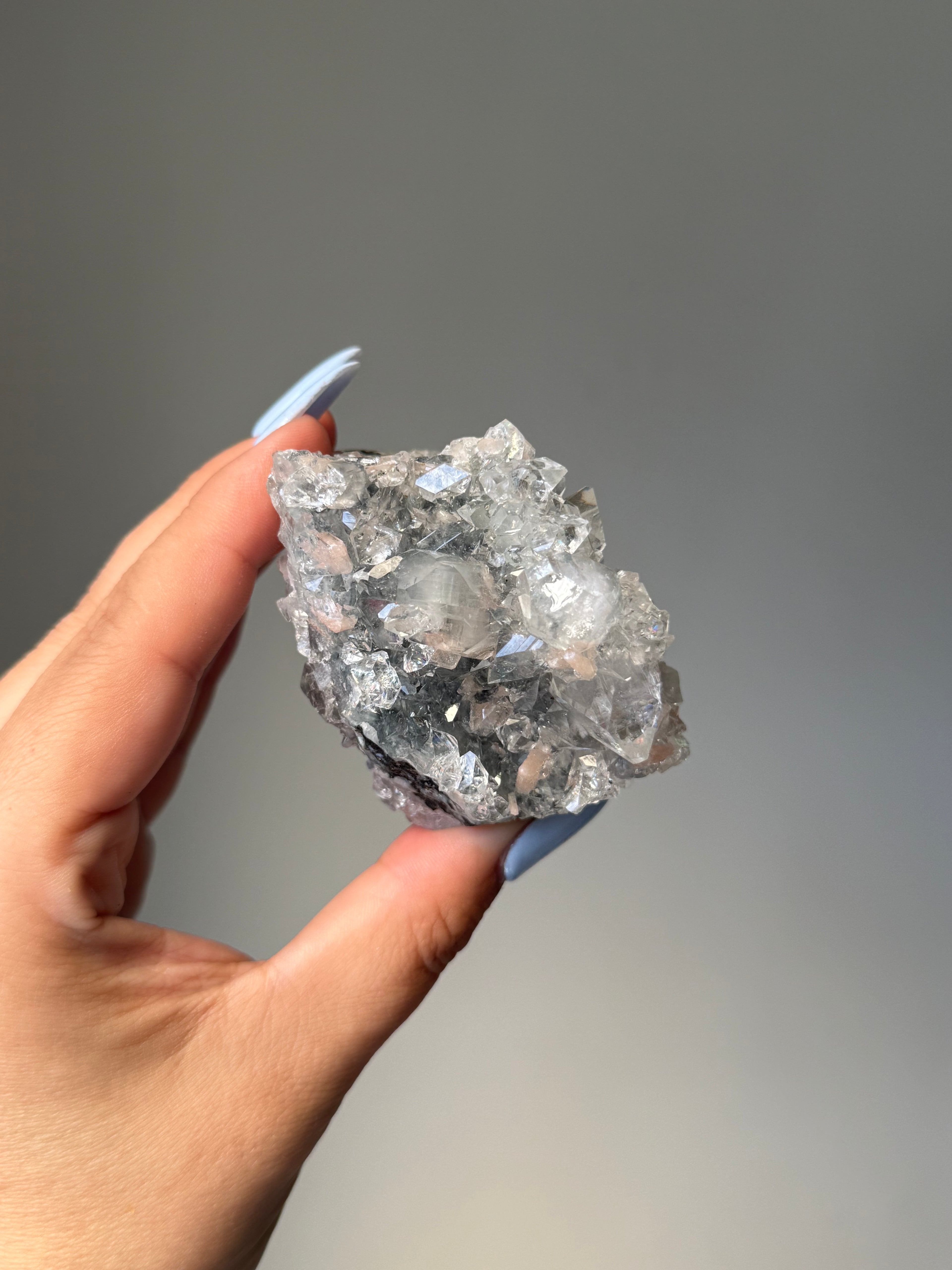 Diamond Apophyllite with Peach Stilbite Cluster | Natural High-Clarity Crystal Specimen | Crystal Cartel #120