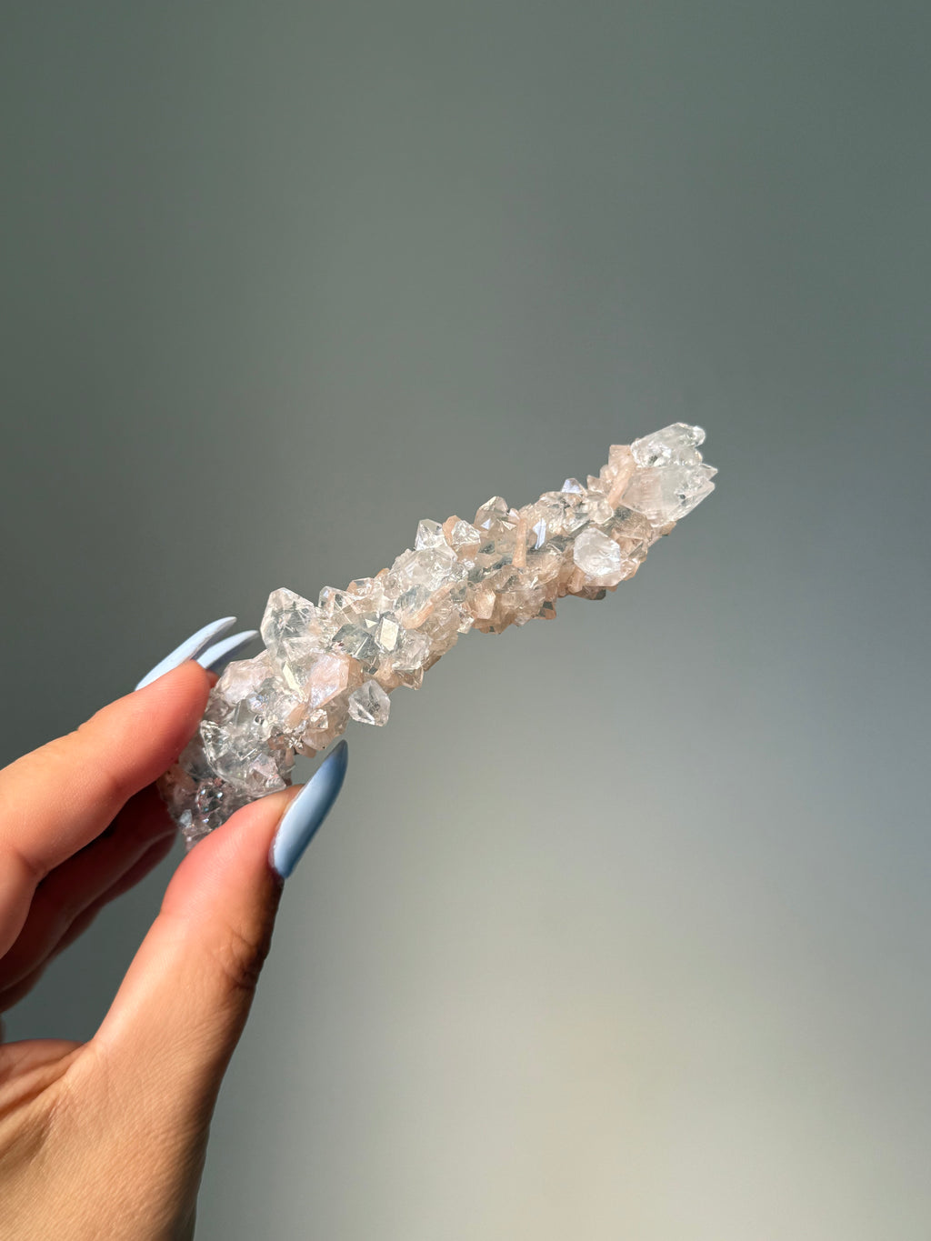 Diamond Apophyllite with Peach Stilbite Cluster | Natural High-Clarity Crystal Specimen | Crystal Cartel #119