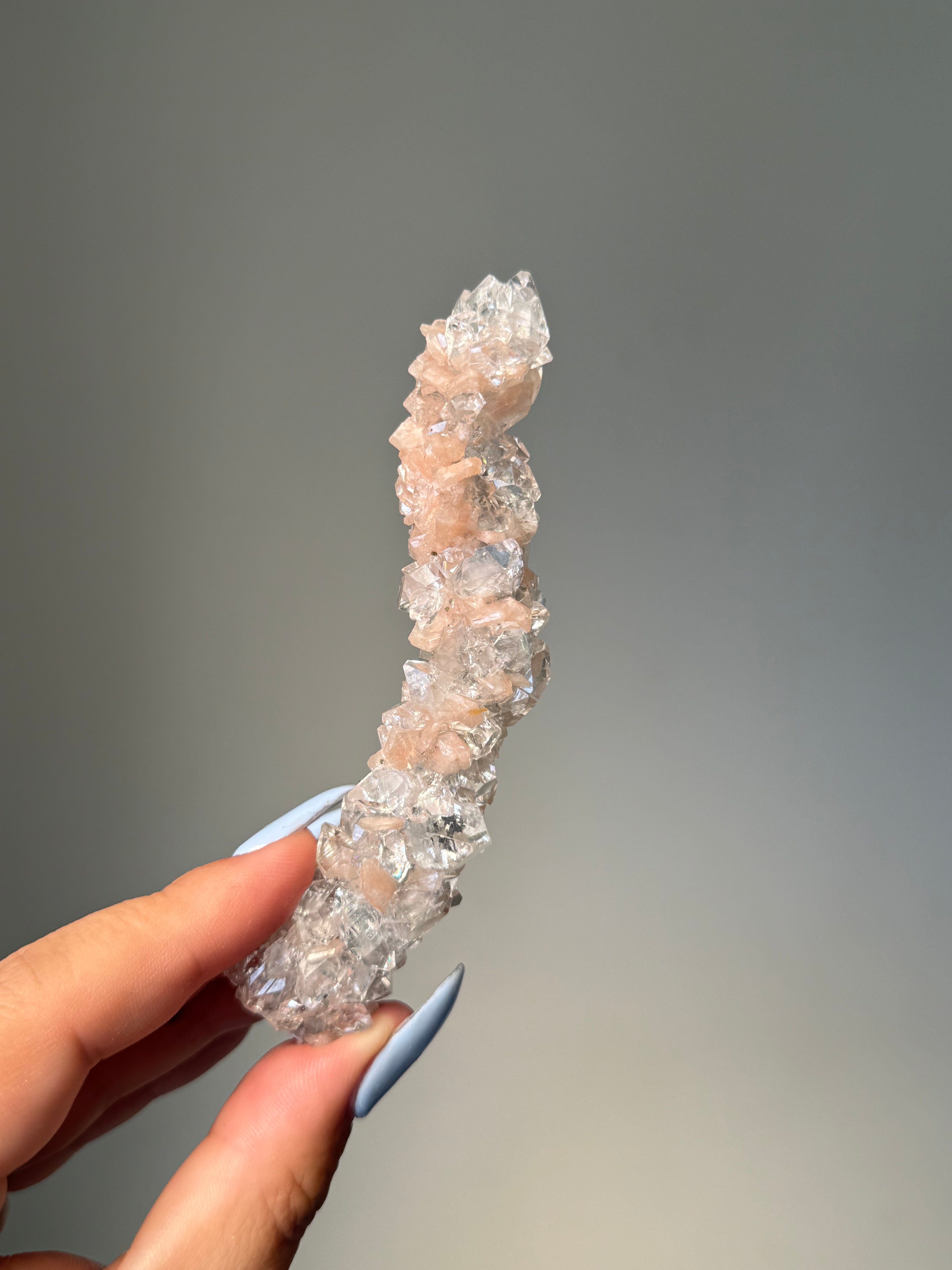 Diamond Apophyllite with Peach Stilbite Cluster | Natural High-Clarity Crystal Specimen | Crystal Cartel #119