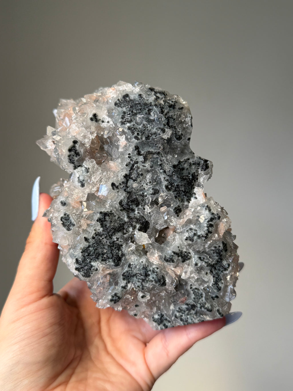 A rare Cathedral-Formed Diamond Apophyllite with warm peach Stilbite | Natural High-Clarity Crystal Specimen | Crystal Cartel #116