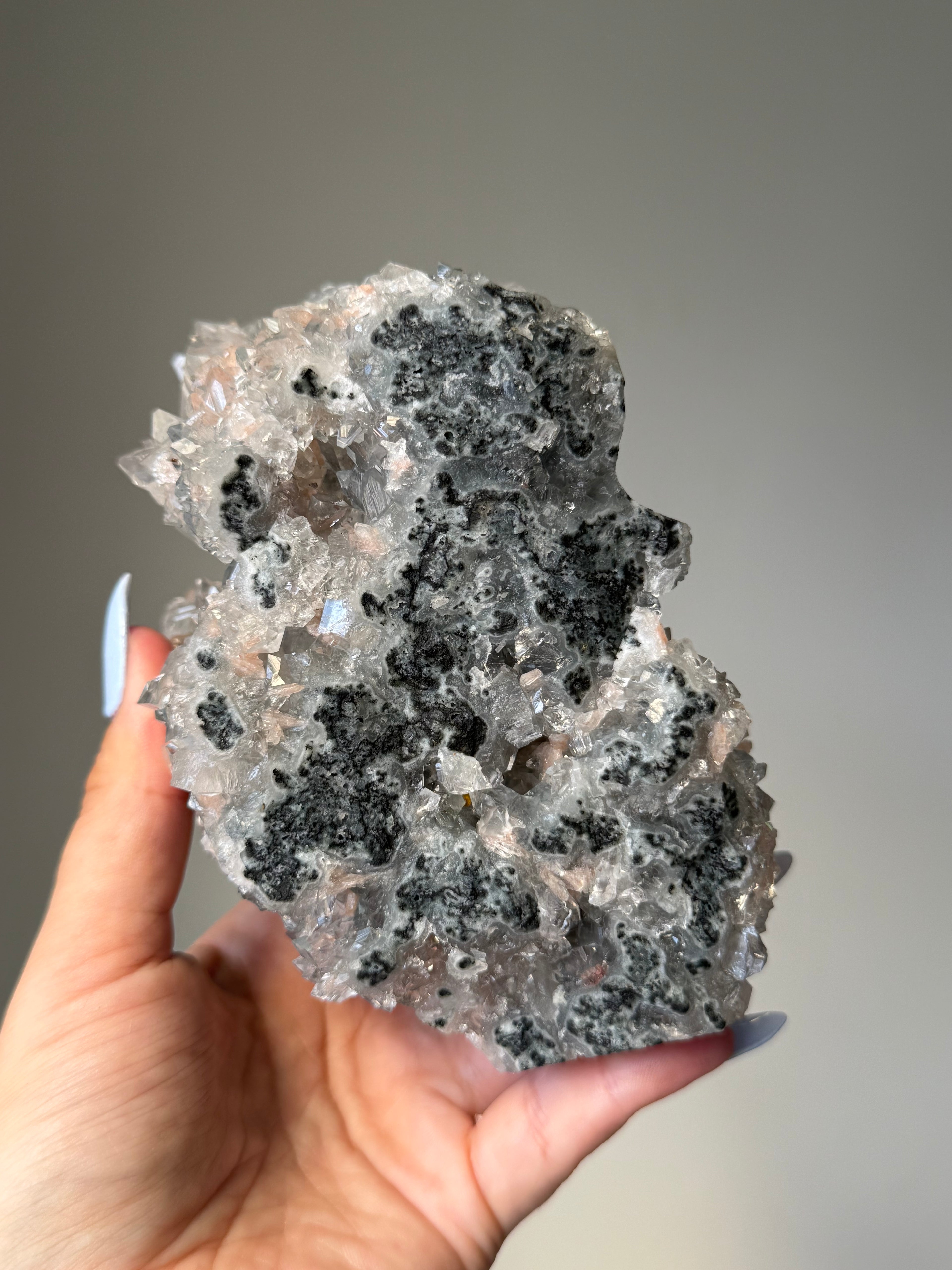 A rare Cathedral-Formed Diamond Apophyllite with warm peach Stilbite | Natural High-Clarity Crystal Specimen | Crystal Cartel #116