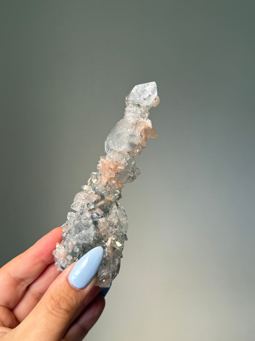 Diamond Apophyllite with Peach Stilbite Cluster | Natural High-Clarity Crystal Specimen | Crystal Cartel #115