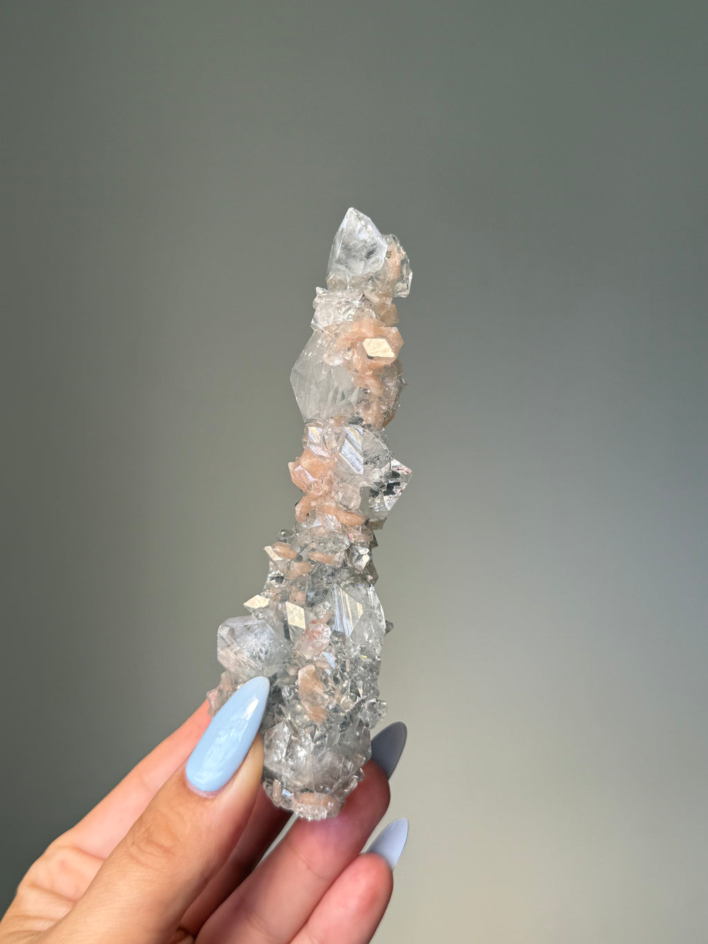 Diamond Apophyllite with Peach Stilbite Cluster | Natural High-Clarity Crystal Specimen | Crystal Cartel #115