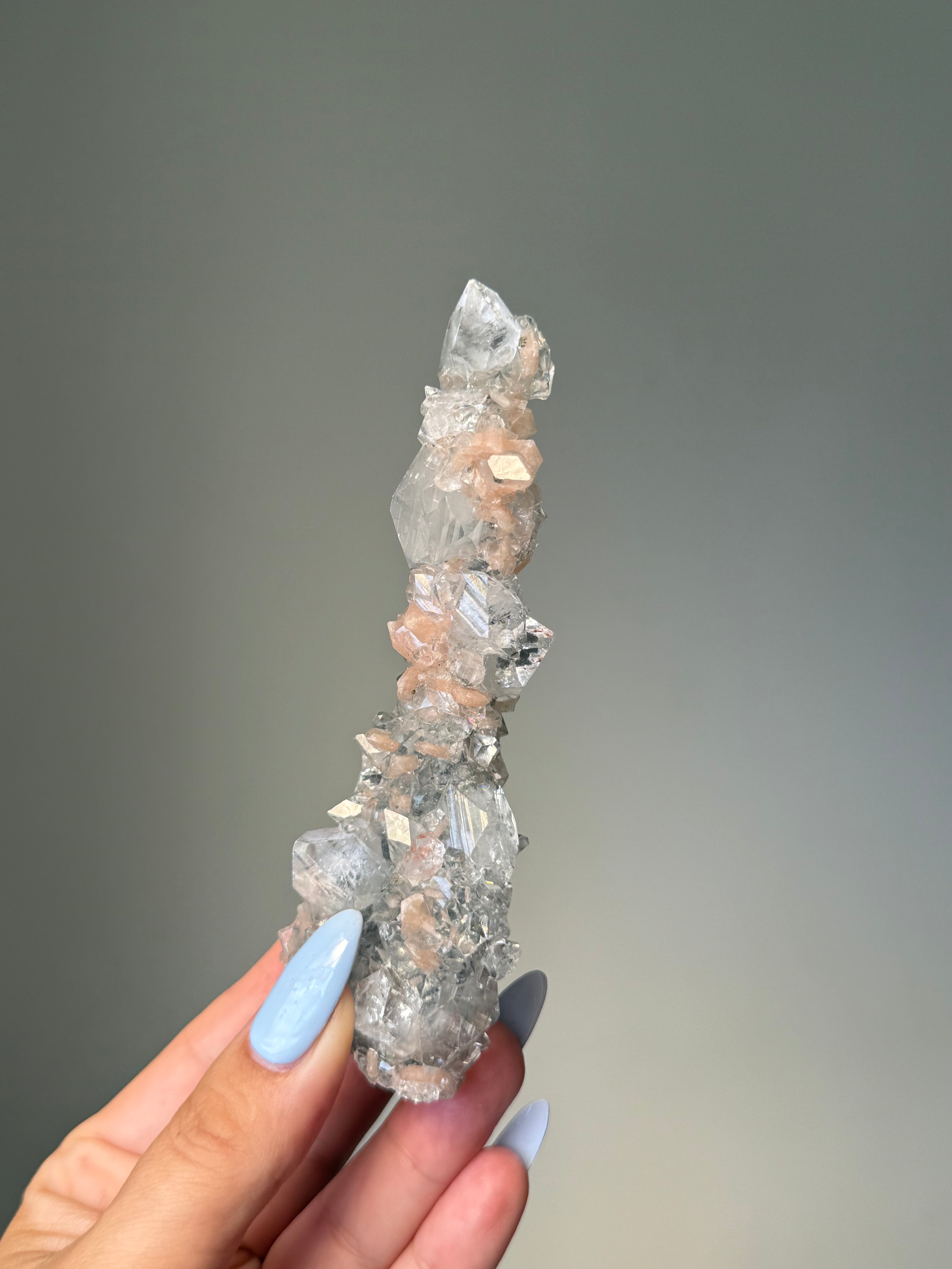 Diamond Apophyllite with Peach Stilbite Cluster | Natural High-Clarity Crystal Specimen | Crystal Cartel #115