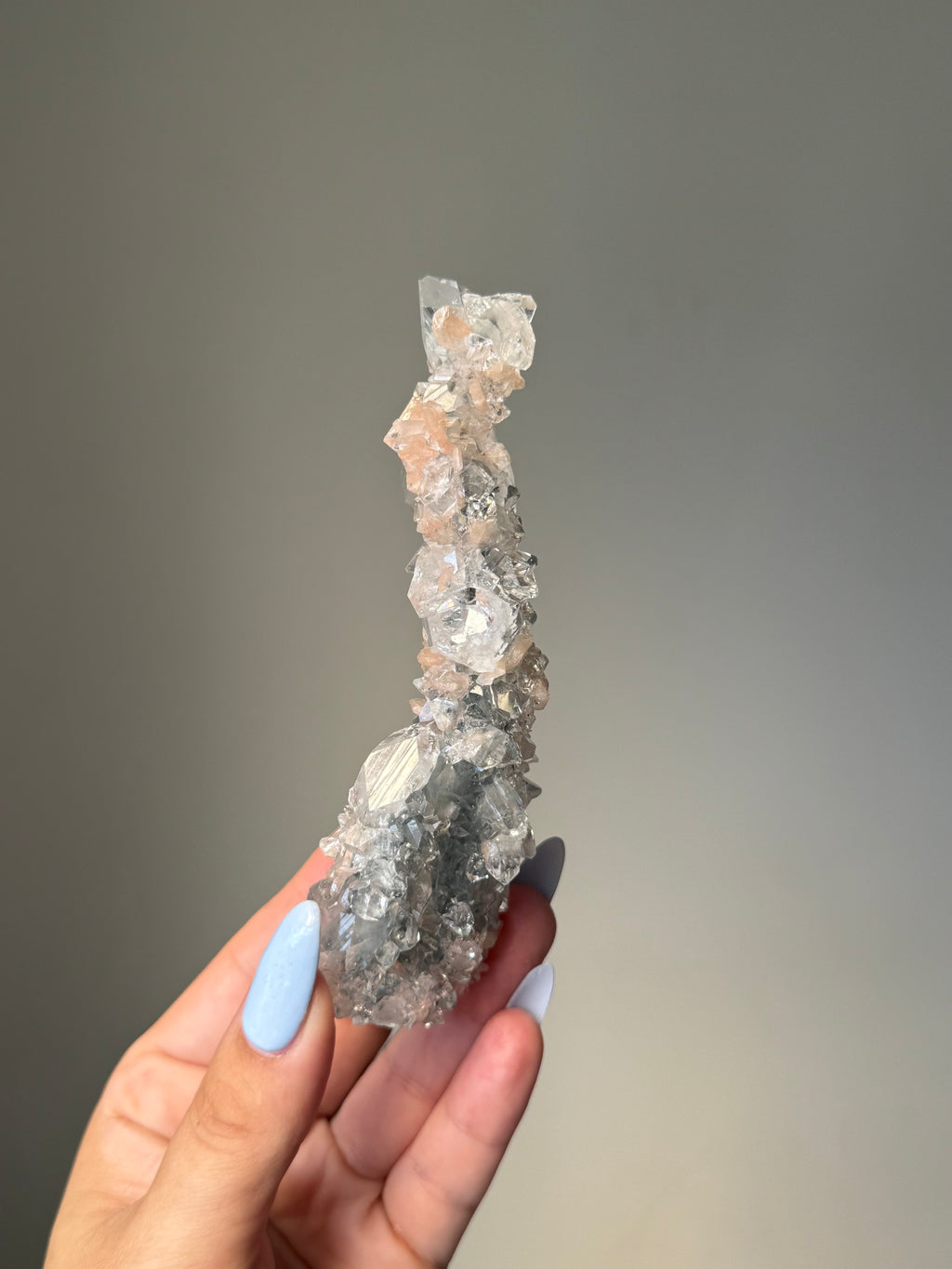Diamond Apophyllite with Peach Stilbite Cluster | Natural High-Clarity Crystal Specimen | Crystal Cartel #115