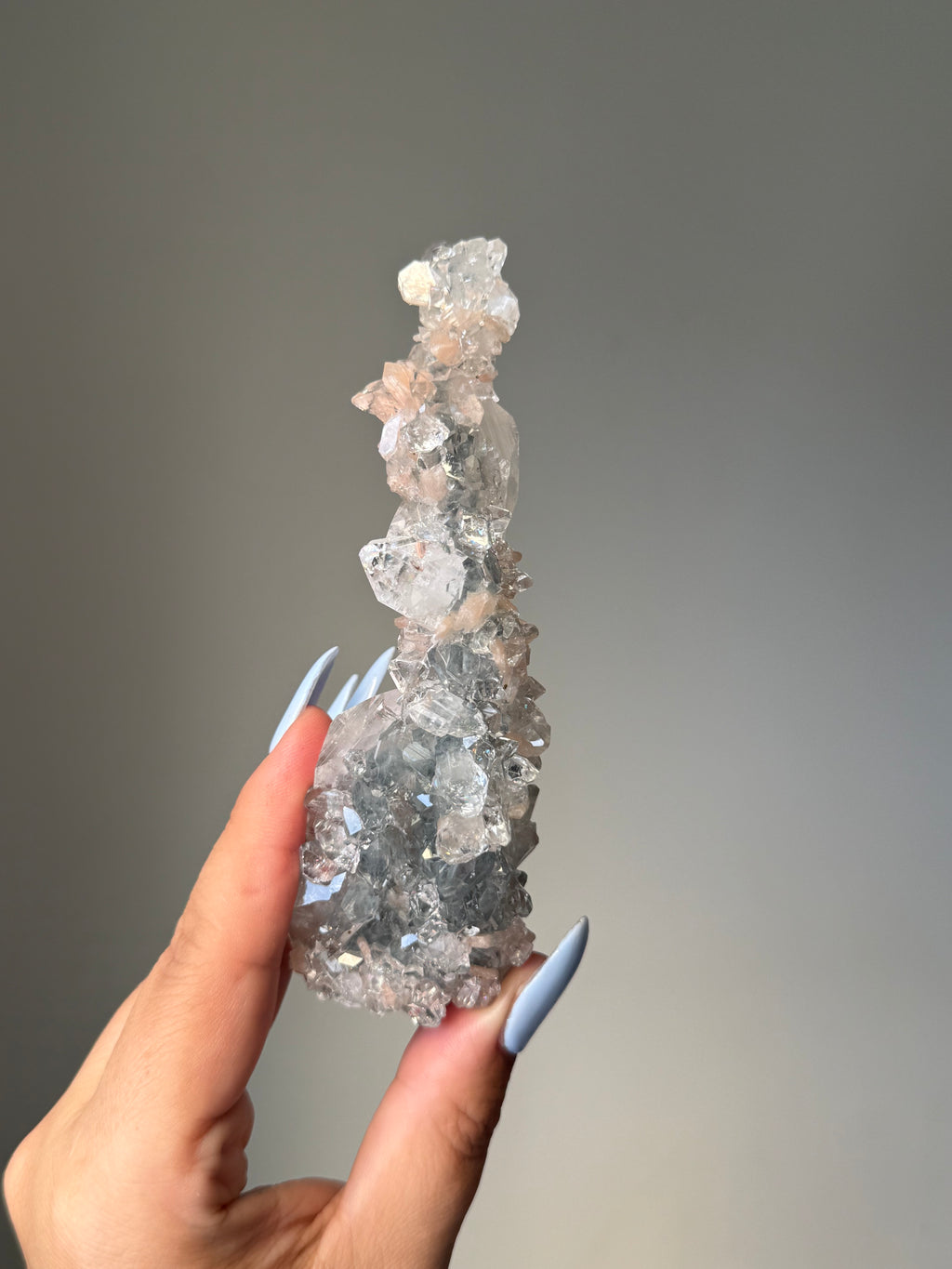 Diamond Apophyllite with Peach Stilbite Cluster | Natural High-Clarity Crystal Specimen | Crystal Cartel #115