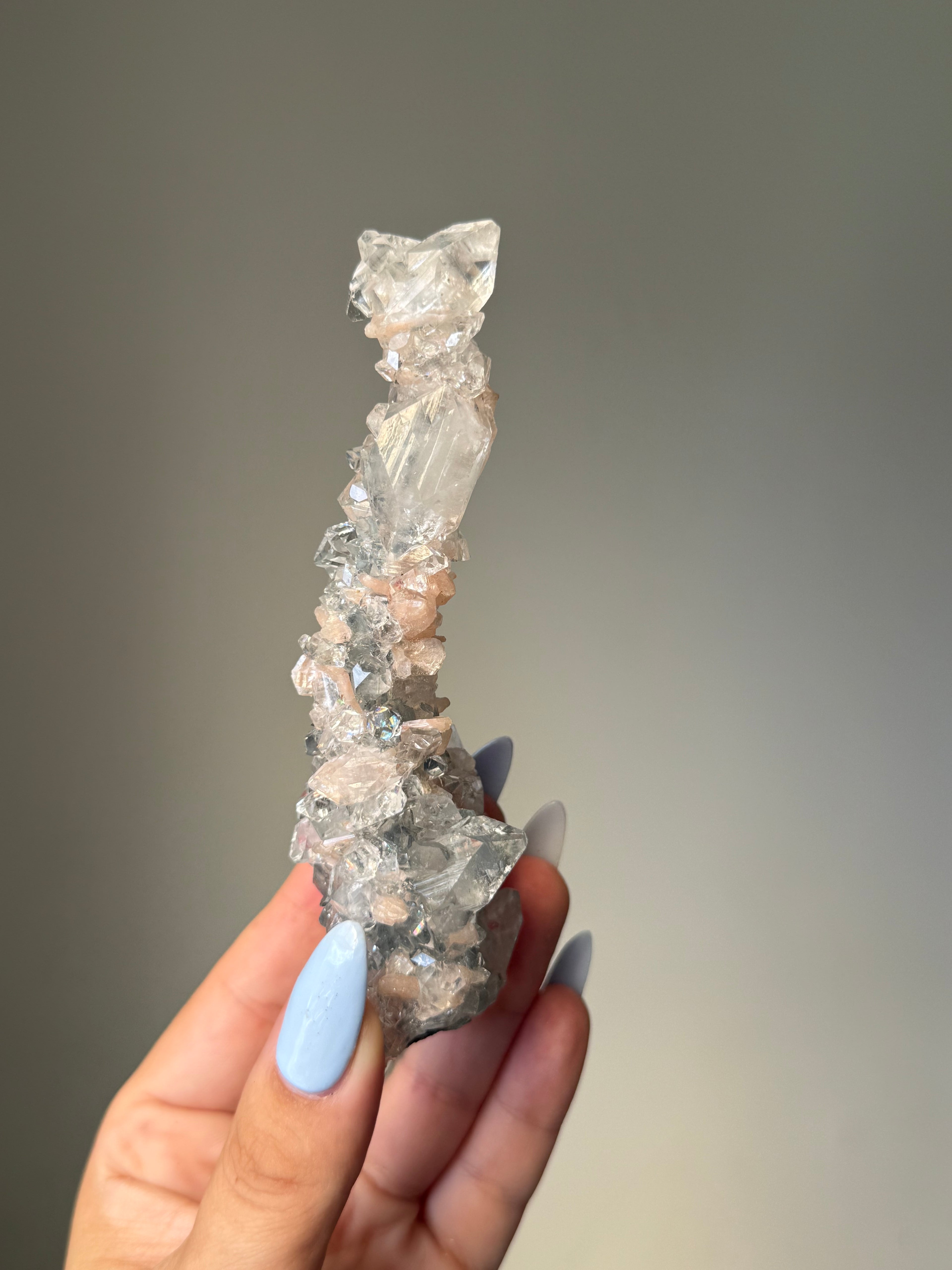 Diamond Apophyllite with Peach Stilbite Cluster | Natural High-Clarity Crystal Specimen | Crystal Cartel #115