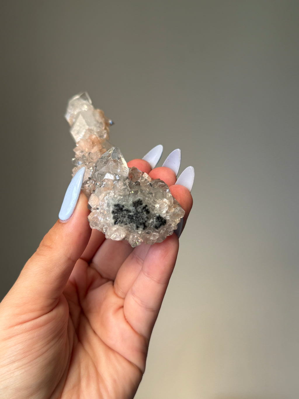 Diamond Apophyllite with Peach Stilbite Cluster | Natural High-Clarity Crystal Specimen | Crystal Cartel #115