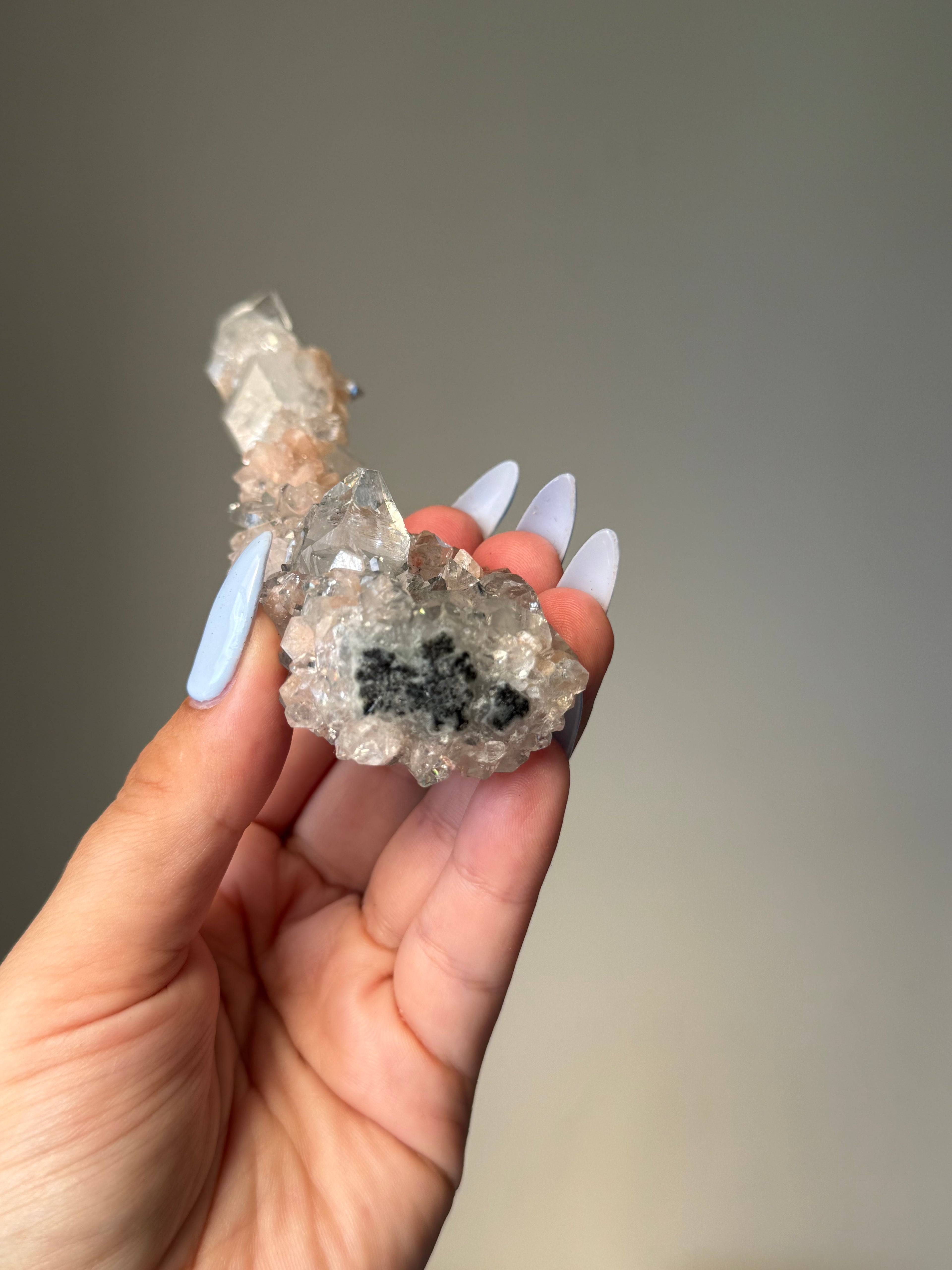 Diamond Apophyllite with Peach Stilbite Cluster | Natural High-Clarity Crystal Specimen | Crystal Cartel #115