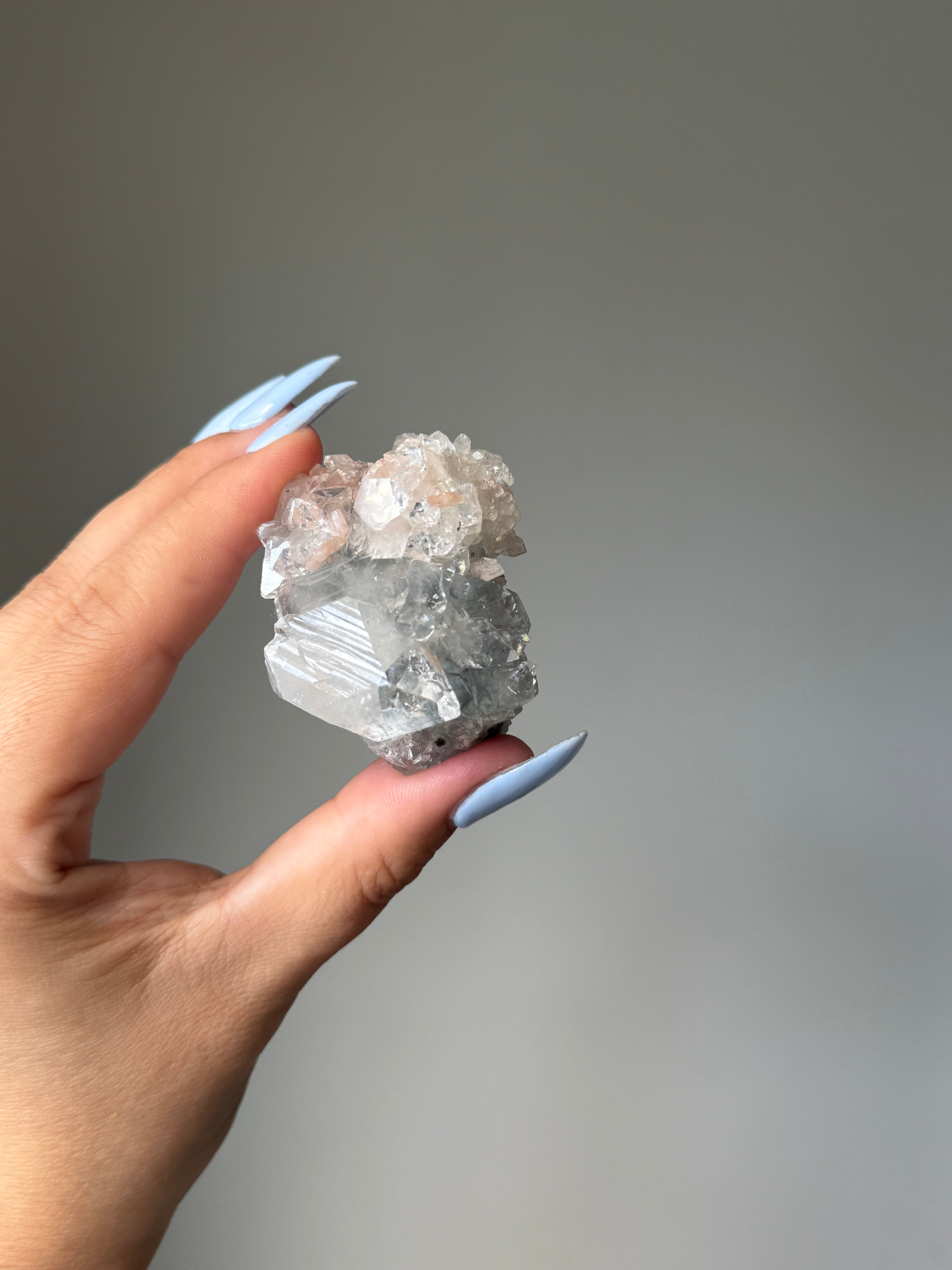 Diamond Apophyllite with Peach Stilbite Cluster | Natural High-Clarity Crystal Specimen | Crystal Cartel #114