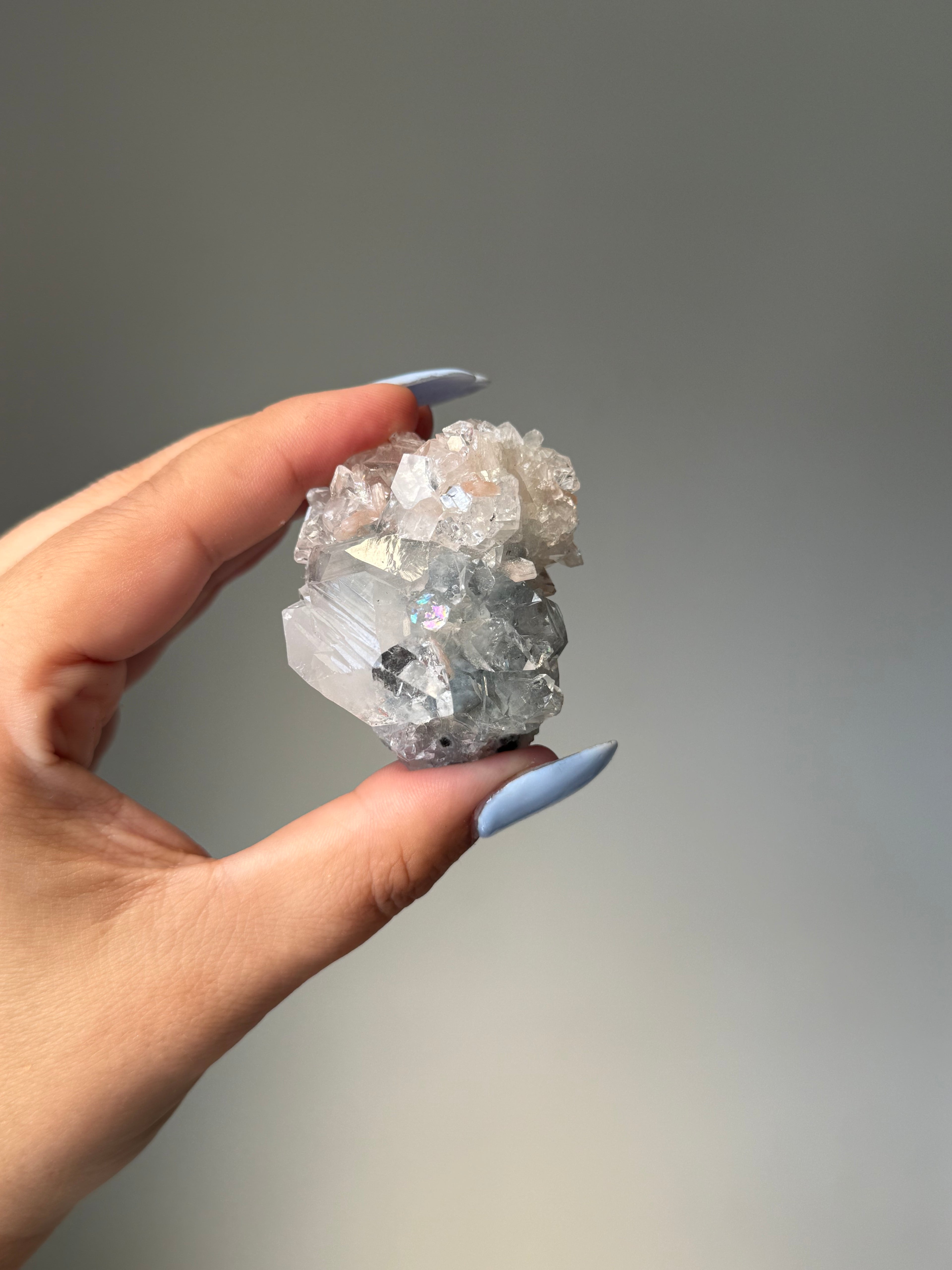 Diamond Apophyllite with Peach Stilbite Cluster | Natural High-Clarity Crystal Specimen | Crystal Cartel #114