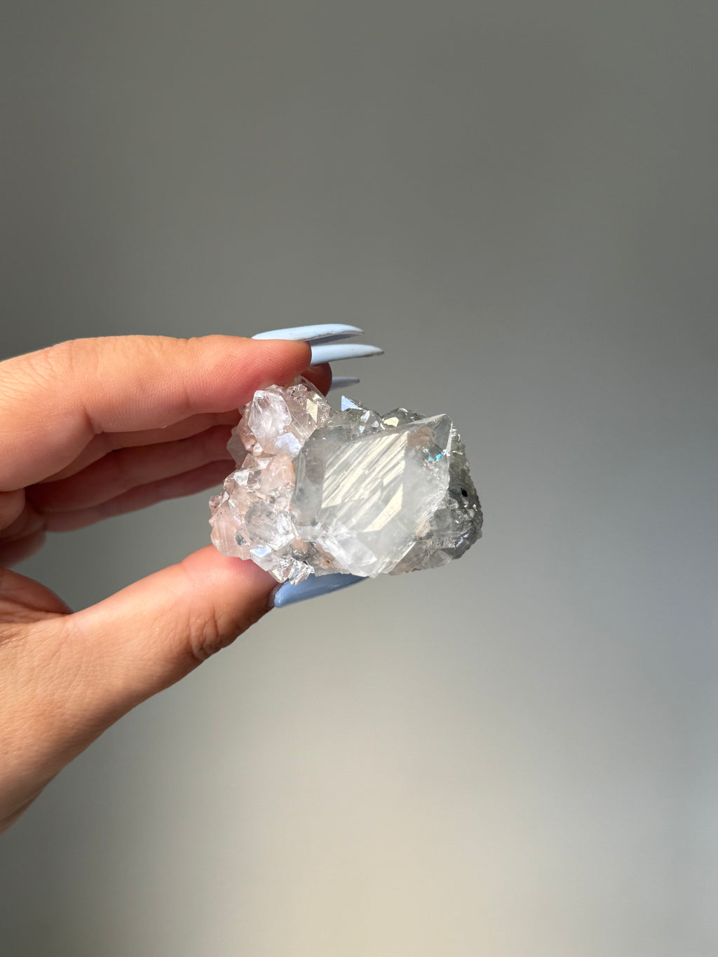 Diamond Apophyllite with Peach Stilbite Cluster | Natural High-Clarity Crystal Specimen | Crystal Cartel #114