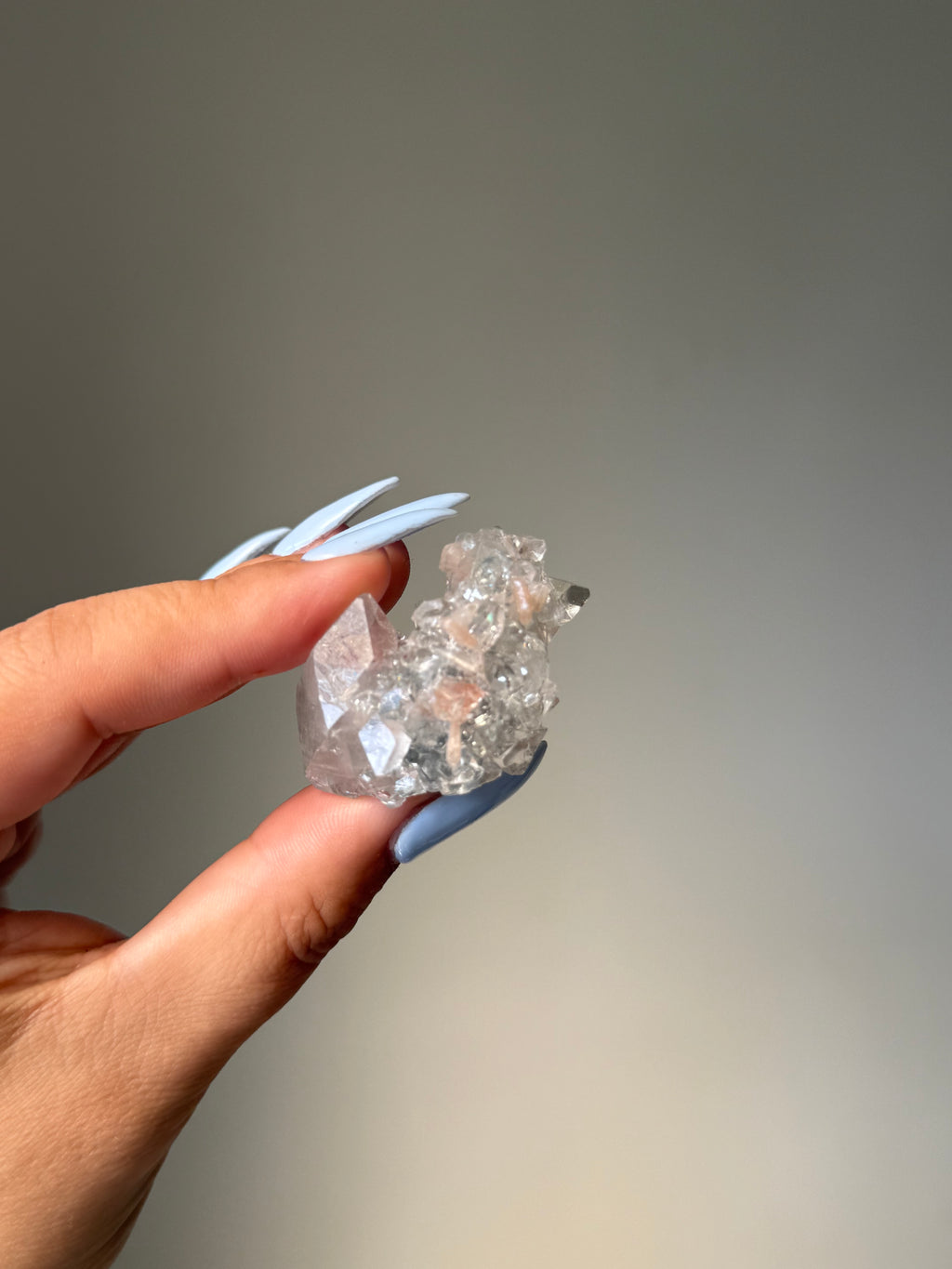 Diamond Apophyllite with Peach Stilbite Cluster | Natural High-Clarity Crystal Specimen | Crystal Cartel #113