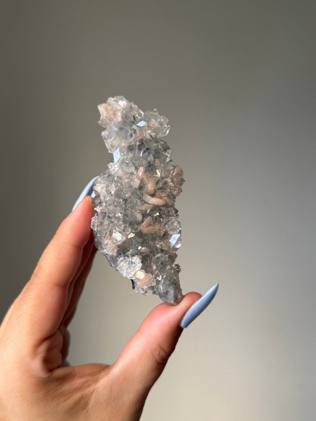 Diamond Apophyllite with Peach Stilbite Cluster | Natural High-Clarity Crystal Specimen | Crystal Cartel #110