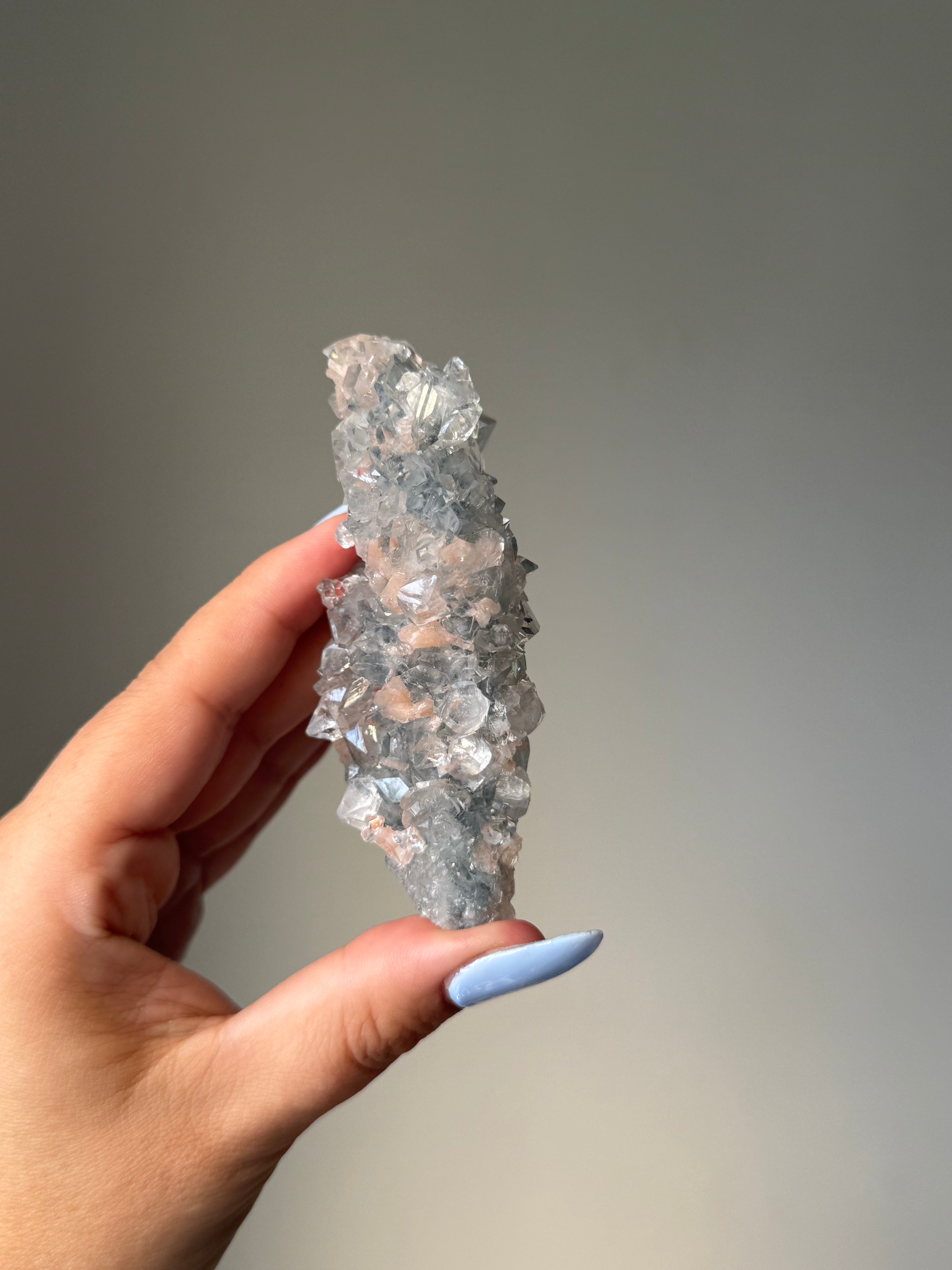 Diamond Apophyllite with Peach Stilbite Cluster | Natural High-Clarity Crystal Specimen | Crystal Cartel #110
