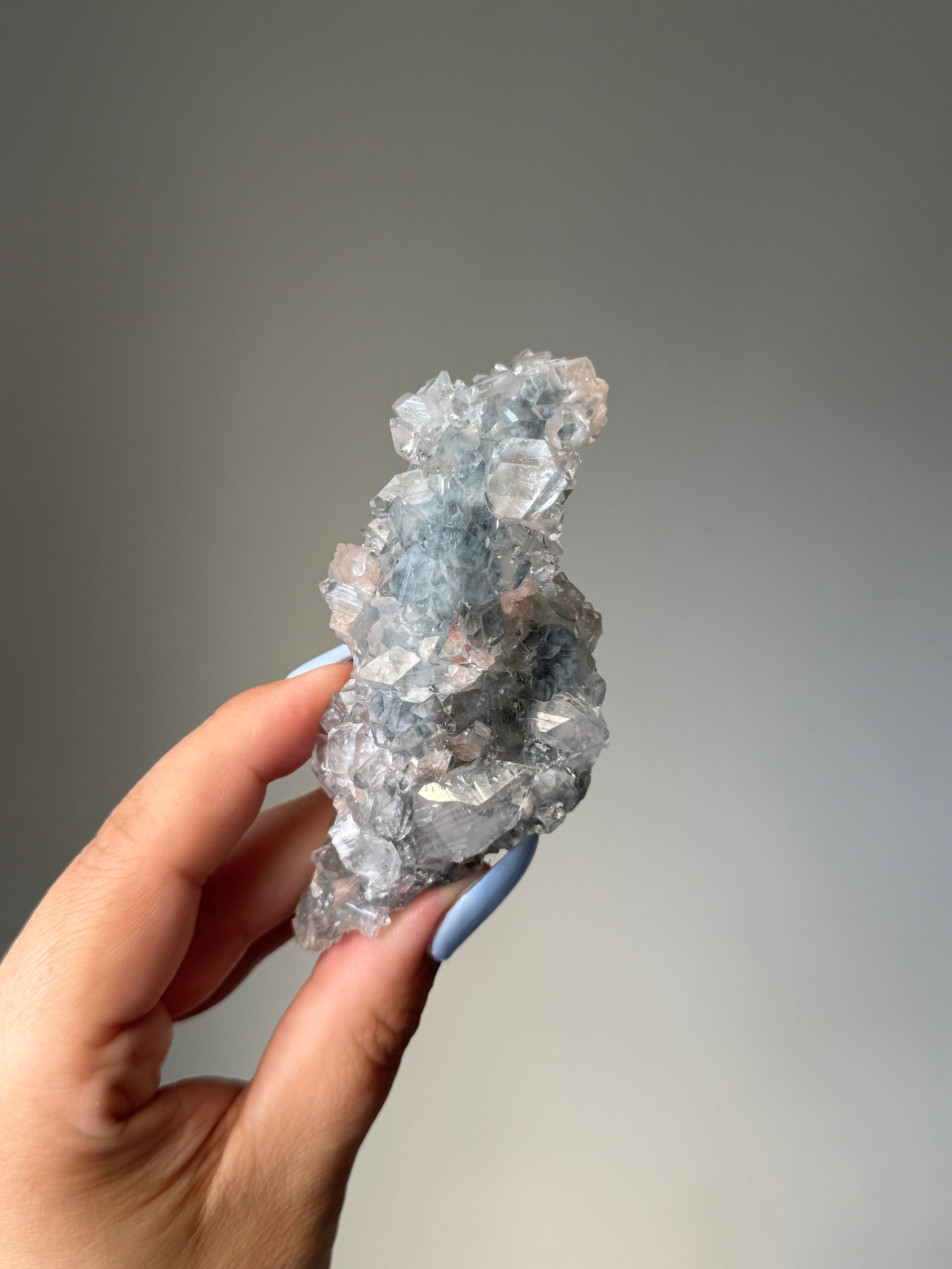 Diamond Apophyllite with Peach Stilbite Cluster | Natural High-Clarity Crystal Specimen | Crystal Cartel #110