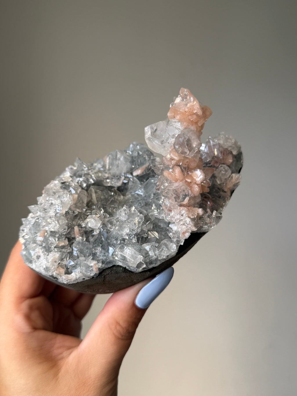 Diamond Apophyllite with Peach Stilbite Cluster | Natural High-Clarity Crystal Specimen | Crystal Cartel #121