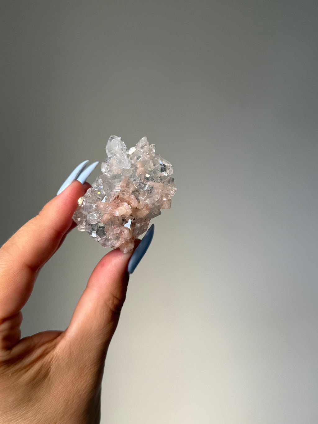 Diamond Apophyllite with Peach Stilbite Cluster | Natural High-Clarity Crystal Specimen | Crystal Cartel #109