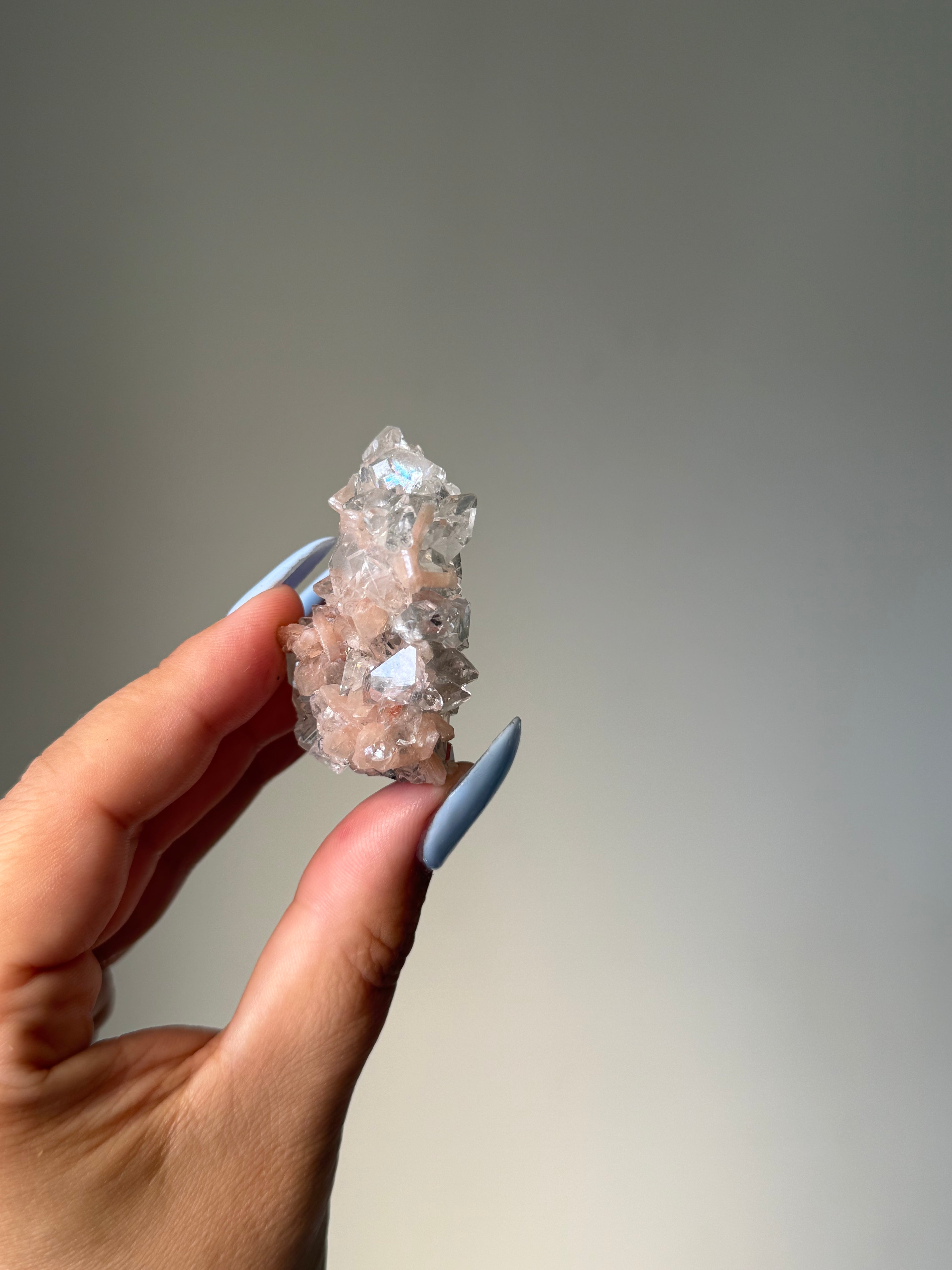 Diamond Apophyllite with Peach Stilbite Cluster | Natural High-Clarity Crystal Specimen | Crystal Cartel #109