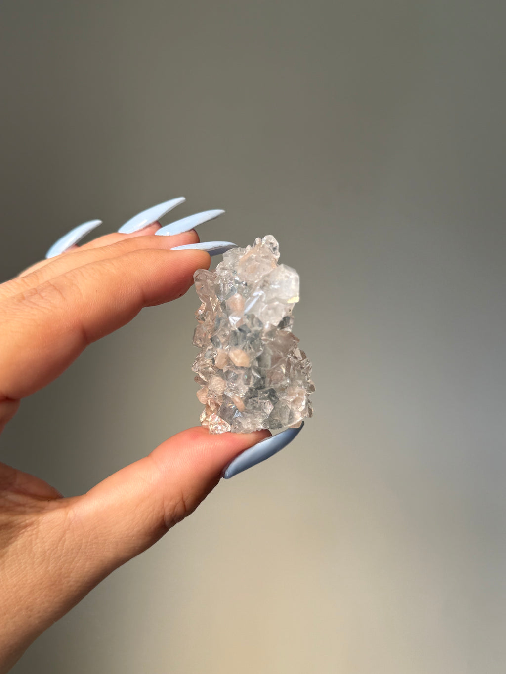 Diamond Apophyllite with Peach Stilbite Cluster | Natural High-Clarity Crystal Specimen | Crystal Cartel #109