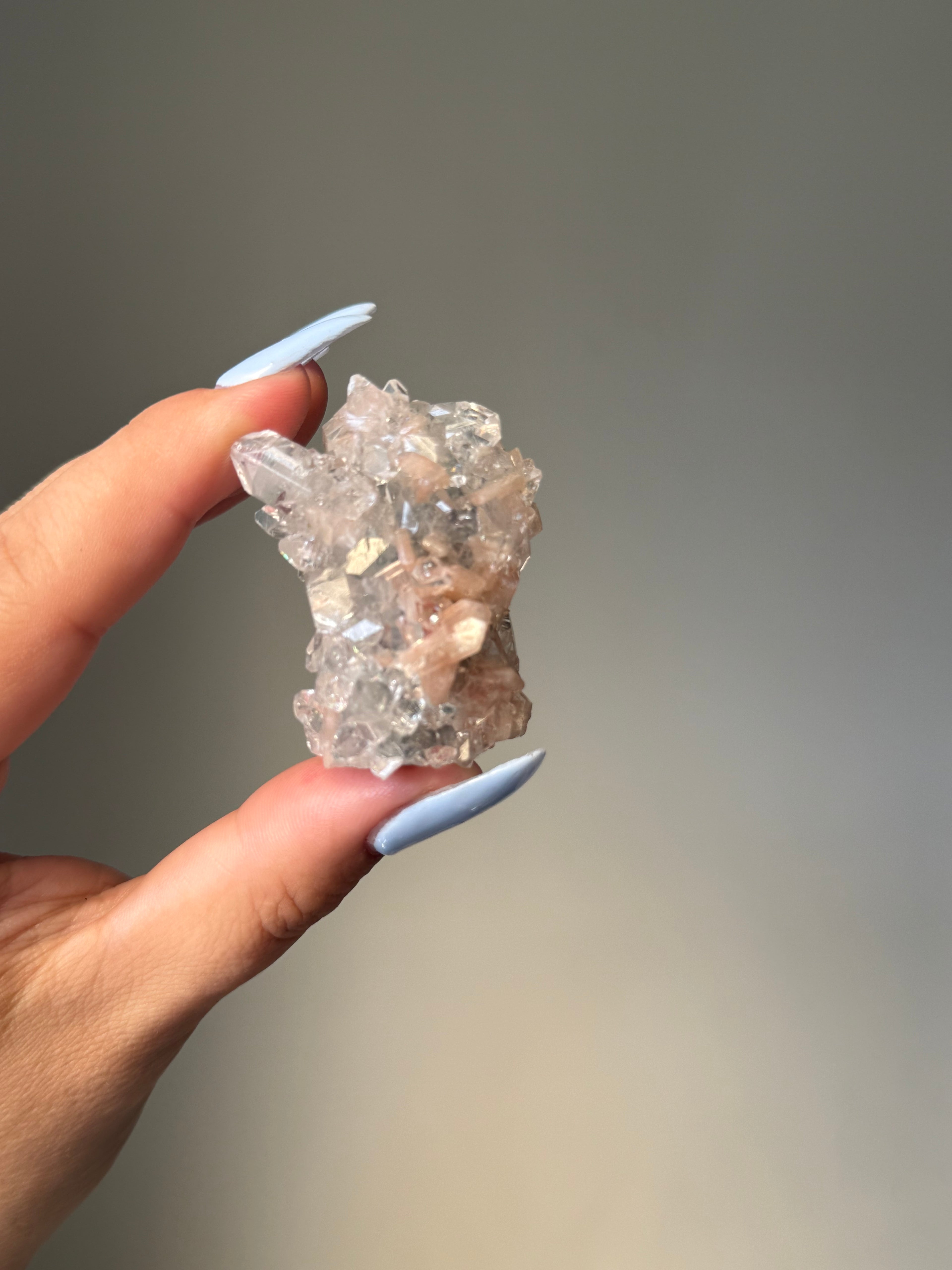Diamond Apophyllite with Peach Stilbite Cluster | Natural High-Clarity Crystal Specimen | Crystal Cartel #109