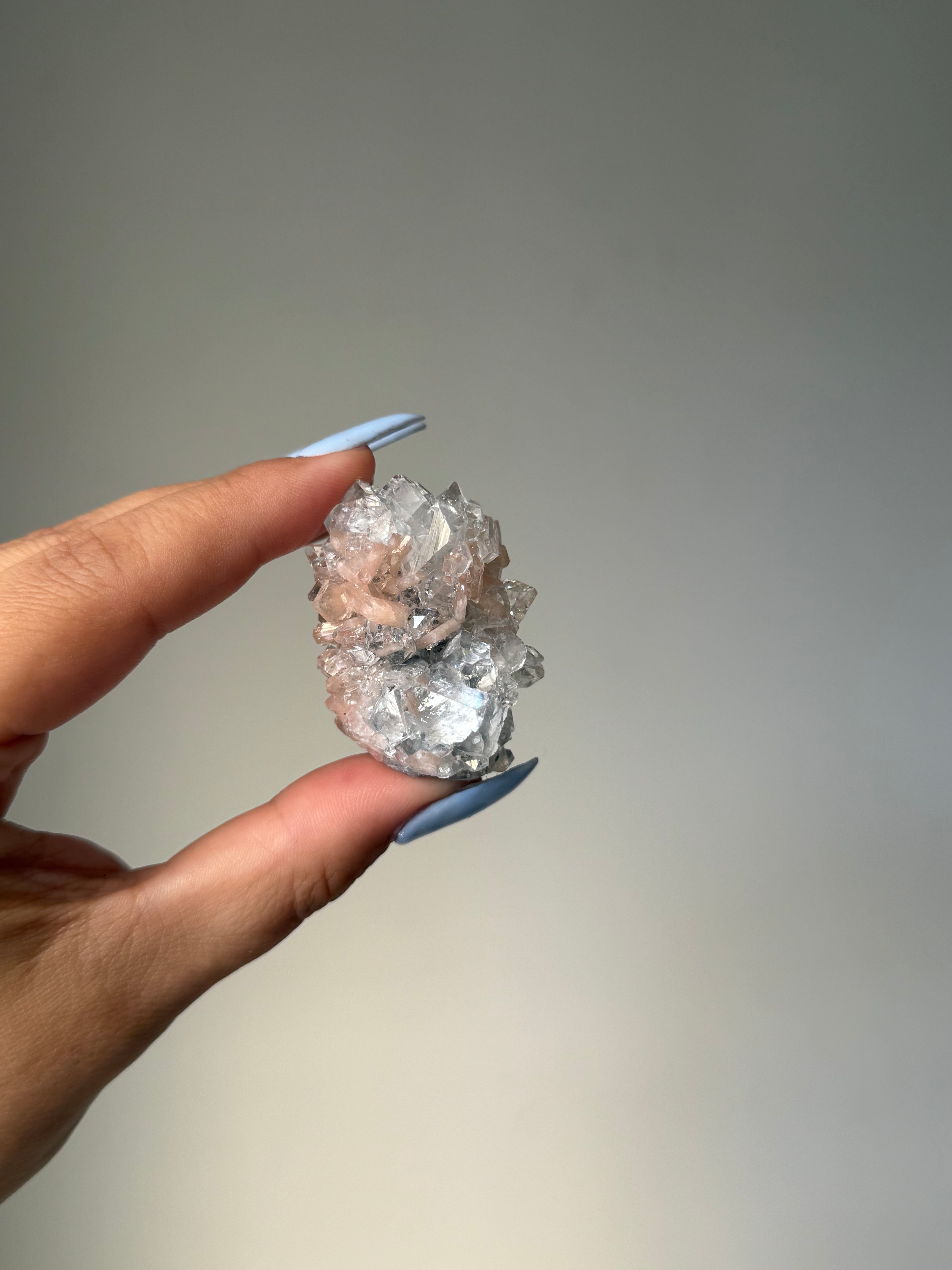 Diamond Apophyllite with Peach Stilbite Cluster | Natural High-Clarity Crystal Specimen | Crystal Cartel #107