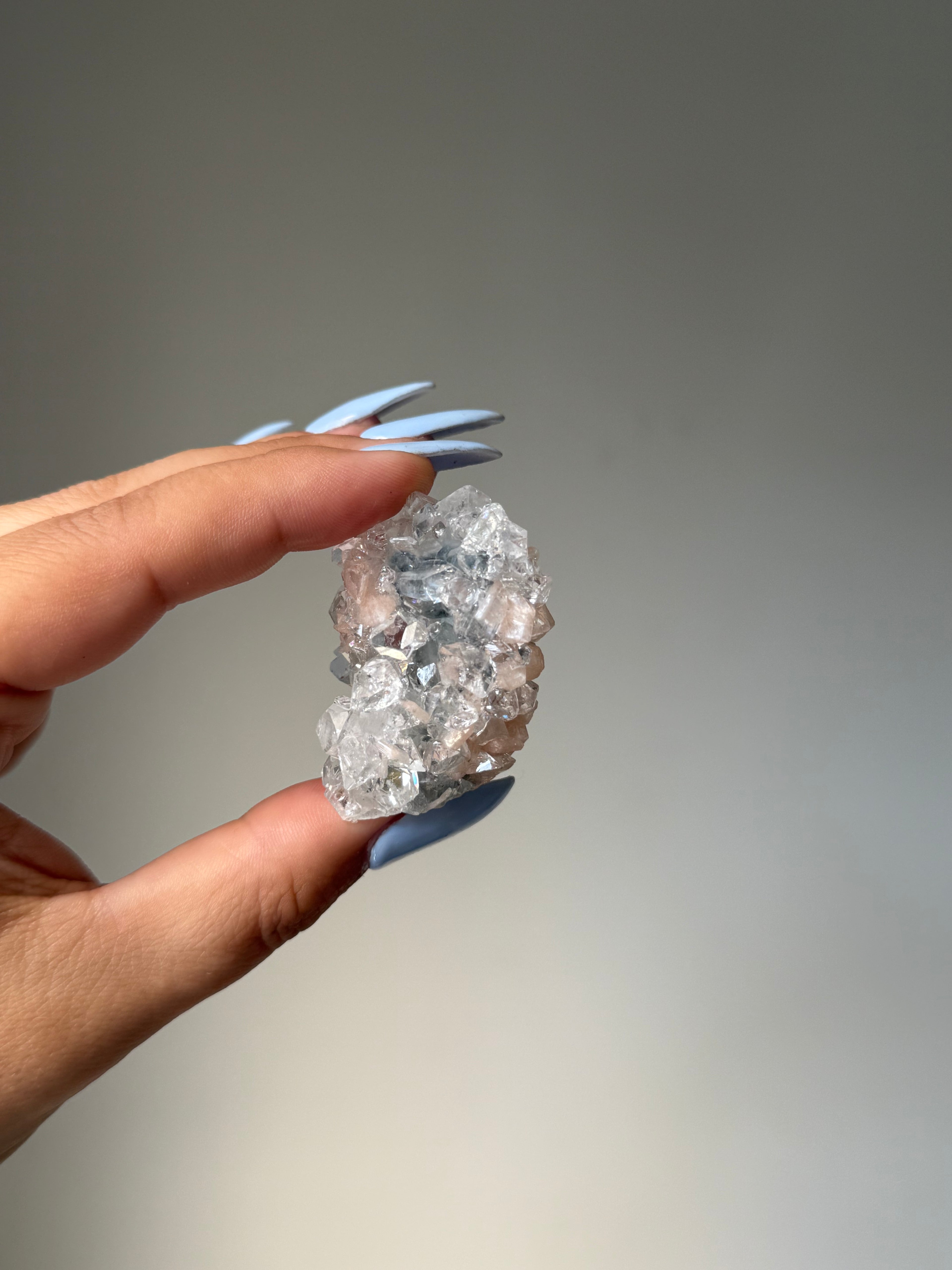 Diamond Apophyllite with Peach Stilbite Cluster | Natural High-Clarity Crystal Specimen | Crystal Cartel #107