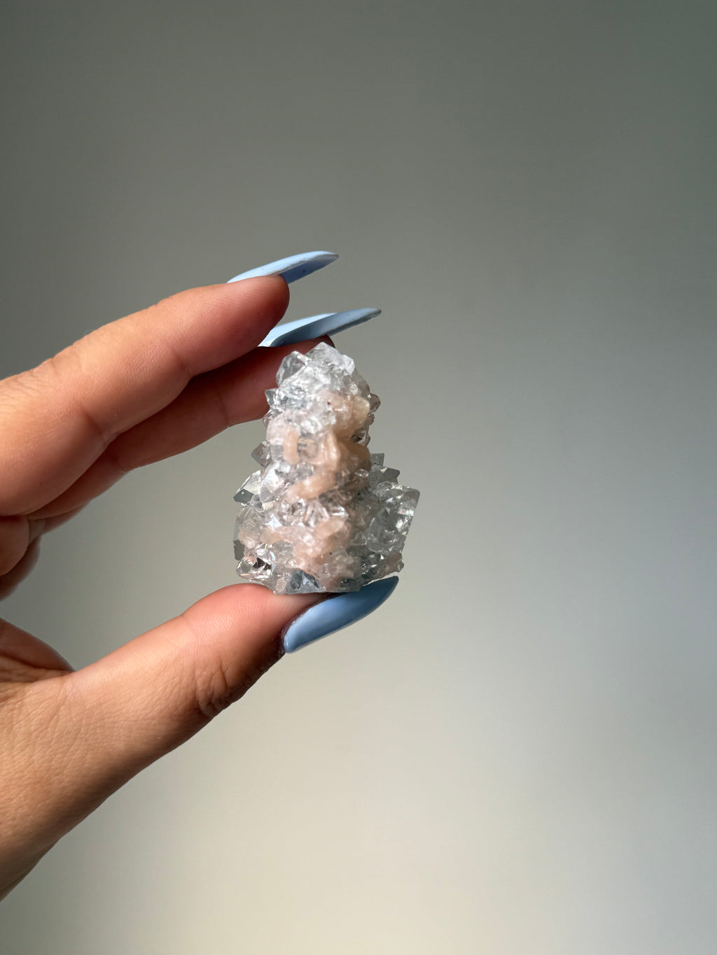 Diamond Apophyllite with Peach Stilbite Cluster | Natural High-Clarity Crystal Specimen | Crystal Cartel #107