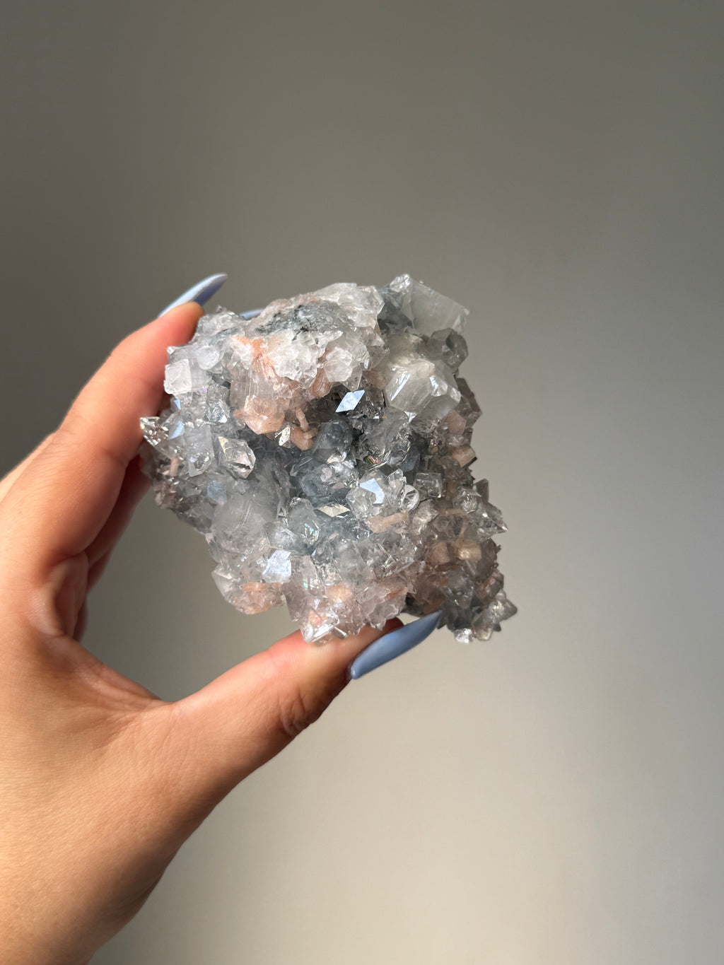 Diamond Apophyllite with Peach Stilbite Cluster | Natural High-Clarity Crystal Specimen | Crystal Cartel #106