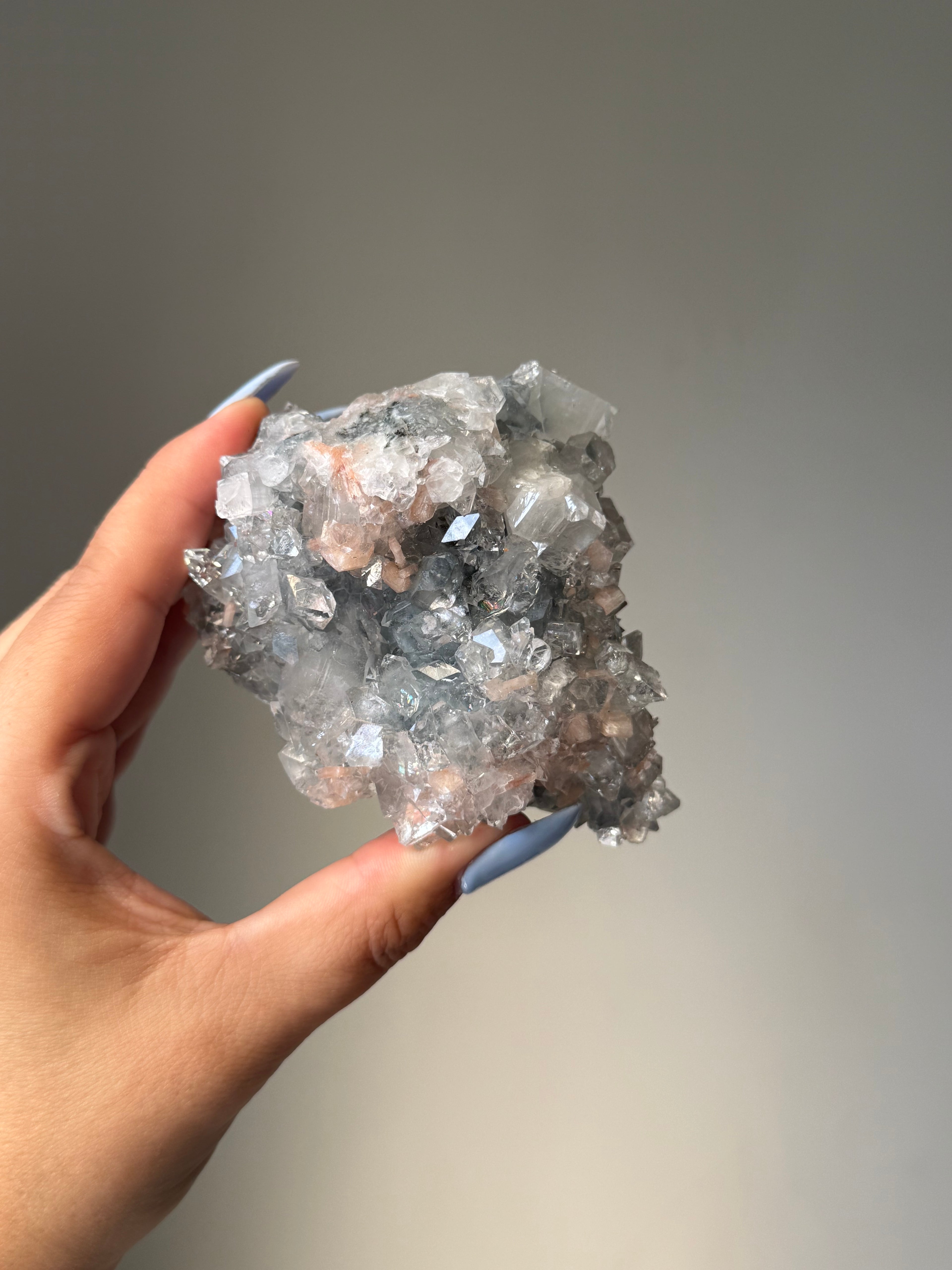 Diamond Apophyllite with Peach Stilbite Cluster | Natural High-Clarity Crystal Specimen | Crystal Cartel #106