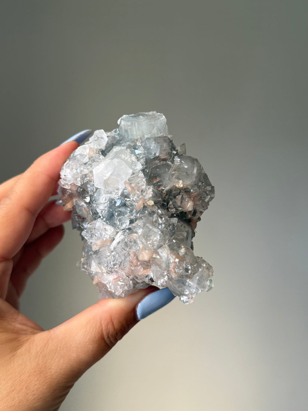 Diamond Apophyllite with Peach Stilbite Cluster | Natural High-Clarity Crystal Specimen | Crystal Cartel #106