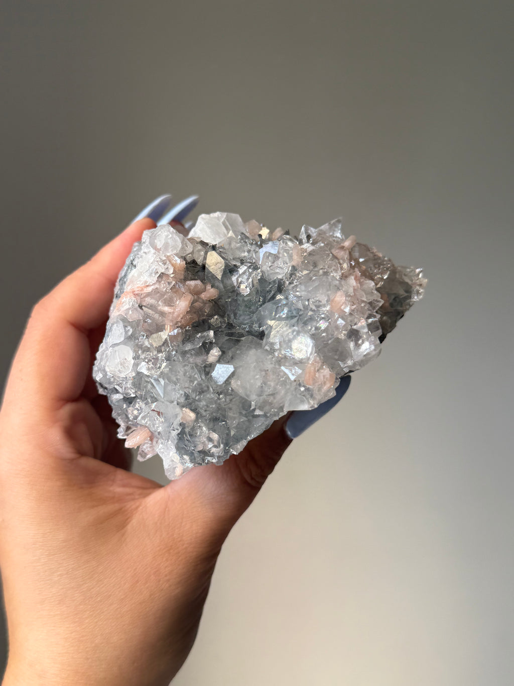 Diamond Apophyllite with Peach Stilbite Cluster | Natural High-Clarity Crystal Specimen | Crystal Cartel #106