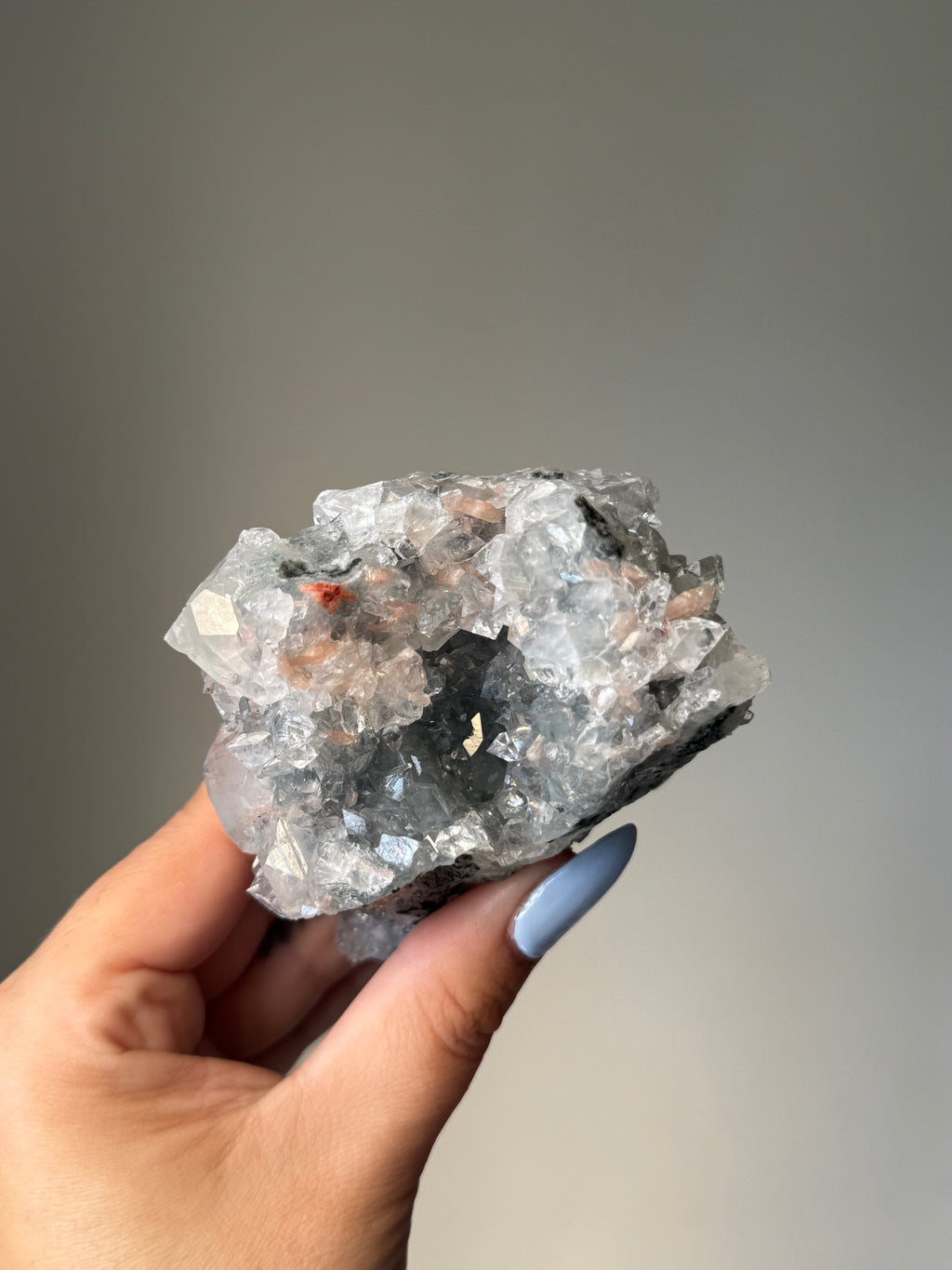 Diamond Apophyllite with Peach Stilbite Cluster | Natural High-Clarity Crystal Specimen | Crystal Cartel #106