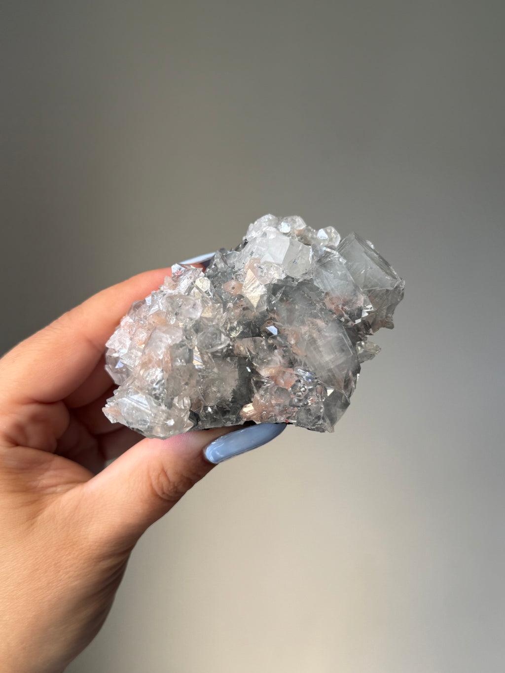 Diamond Apophyllite with Peach Stilbite Cluster | Natural High-Clarity Crystal Specimen | Crystal Cartel #106