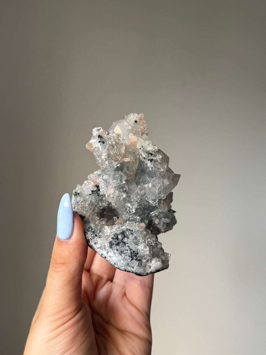 Diamond Apophyllite with Peach Stilbite Cluster | Natural High-Clarity Crystal Specimen | Crystal Cartel #105