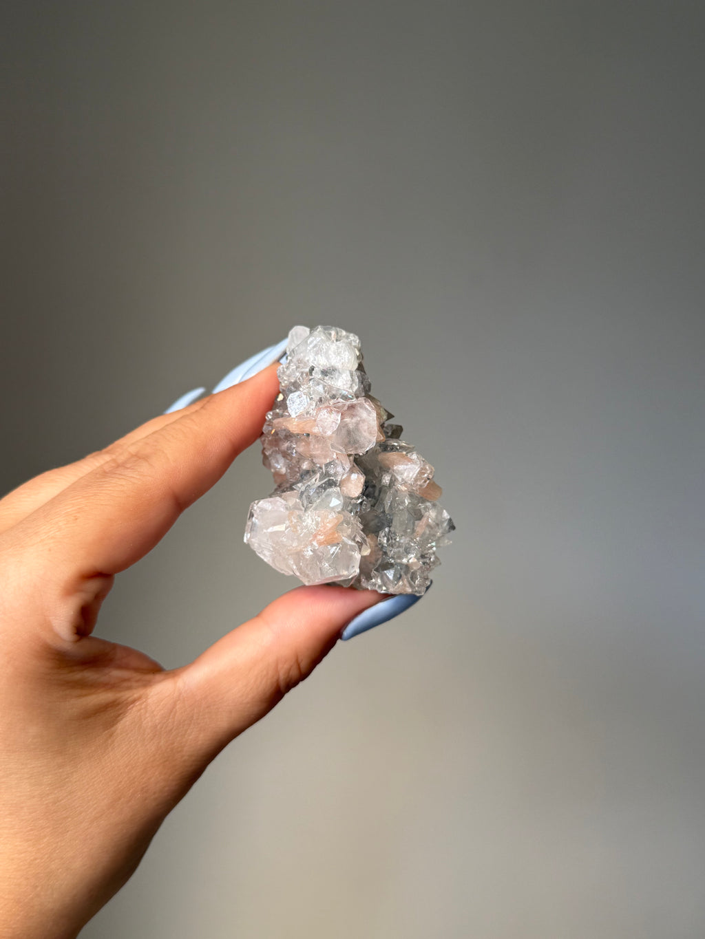 Diamond Apophyllite with Peach Stilbite Cluster | Natural High-Clarity Crystal Specimen | Crystal Cartel #104