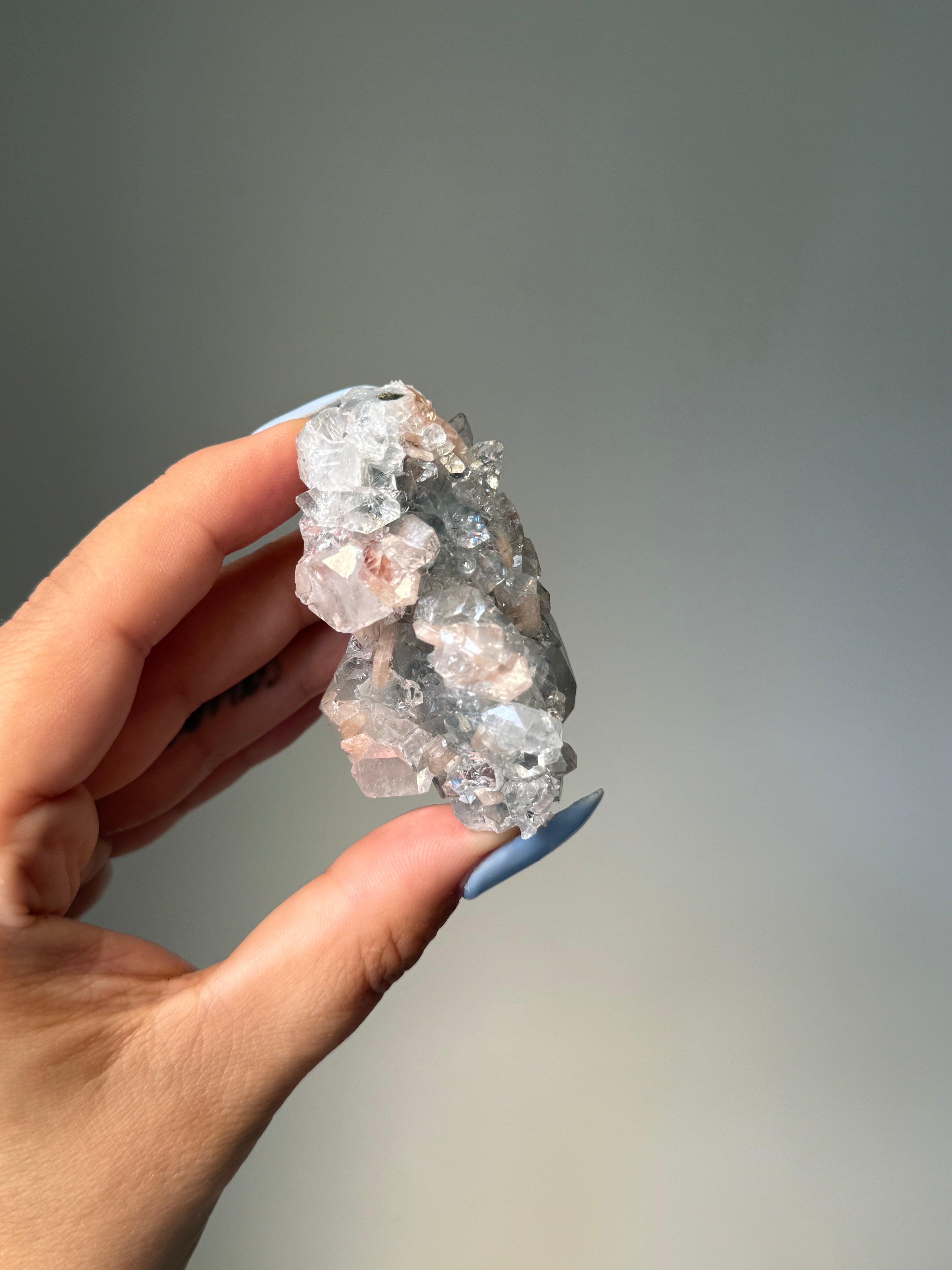 Diamond Apophyllite with Peach Stilbite Cluster | Natural High-Clarity Crystal Specimen | Crystal Cartel #104