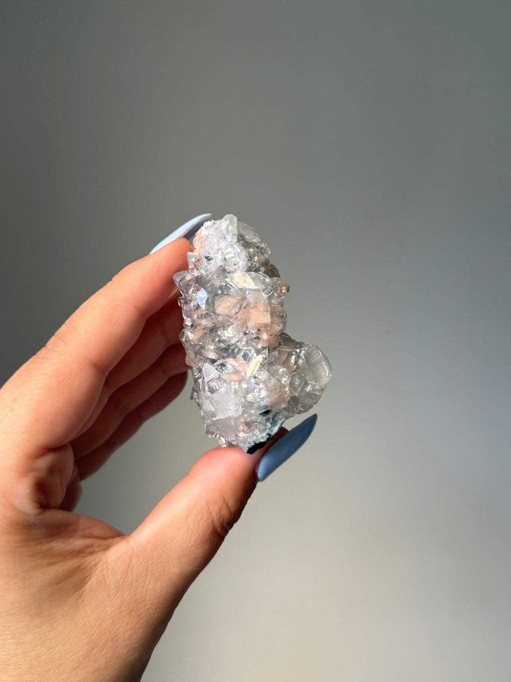 Diamond Apophyllite with Peach Stilbite Cluster | Natural High-Clarity Crystal Specimen | Crystal Cartel #104